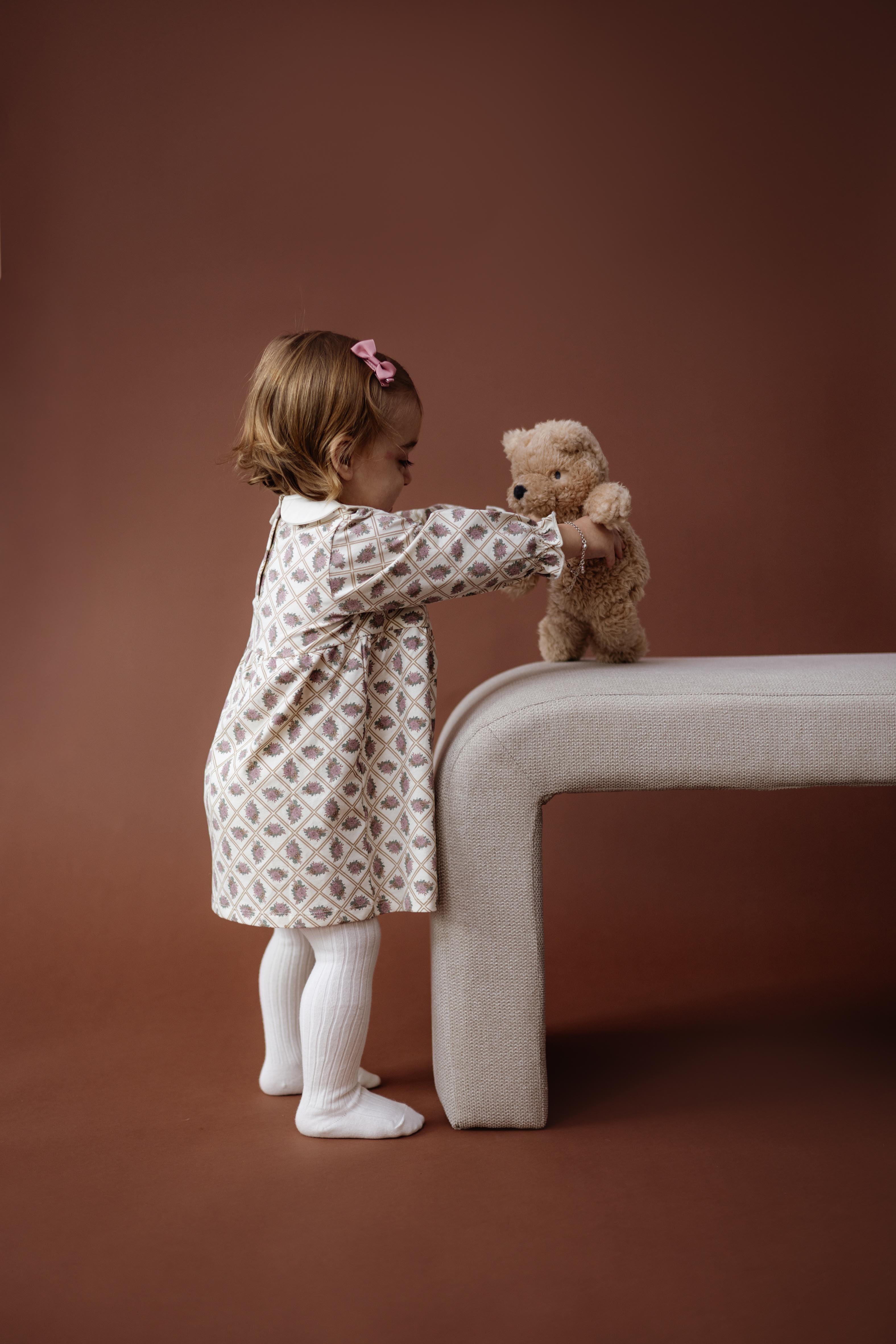 Gebroken wit jurkje met all-over print | AOP White Flower