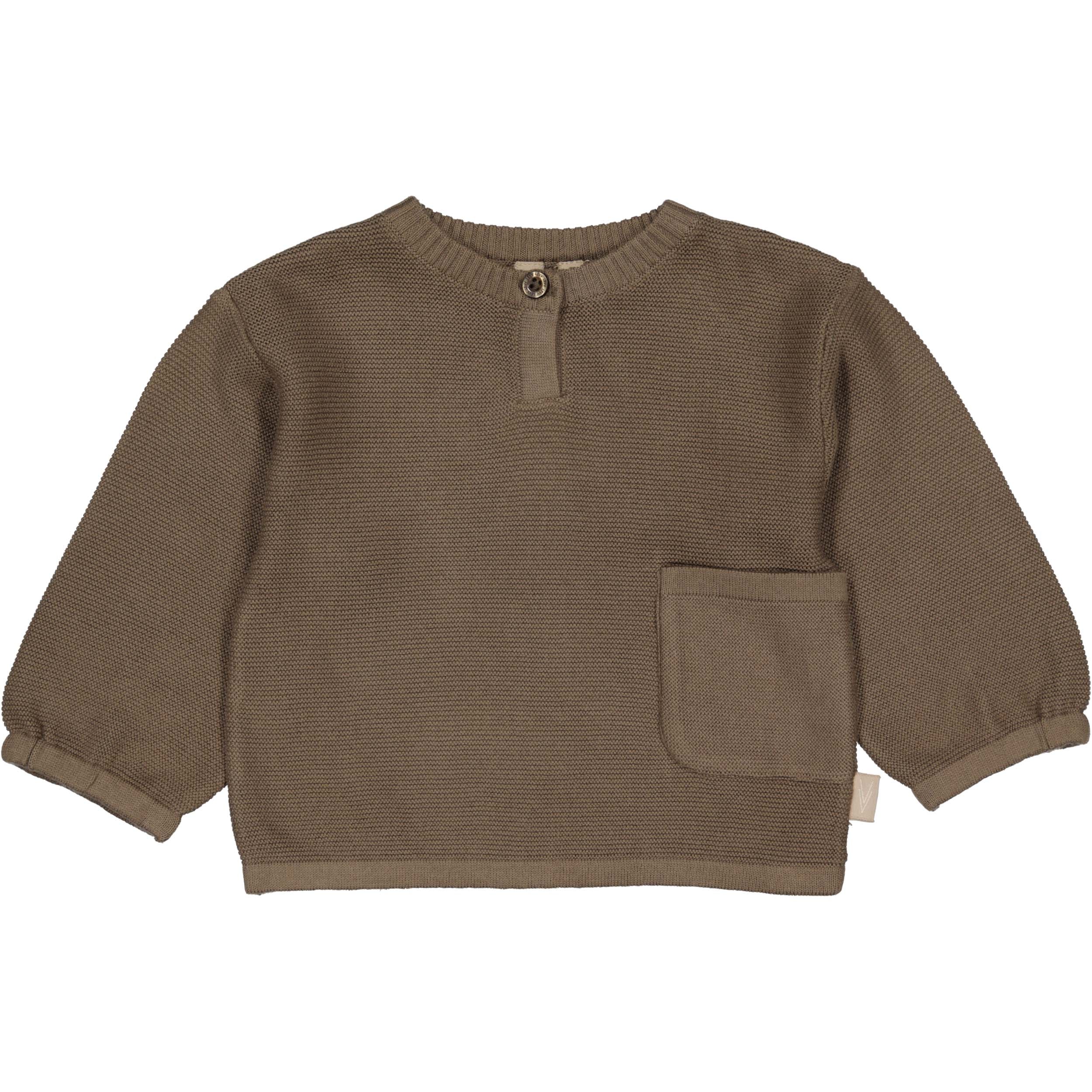 Donkerbruine sweater met borstzak | Light Brown