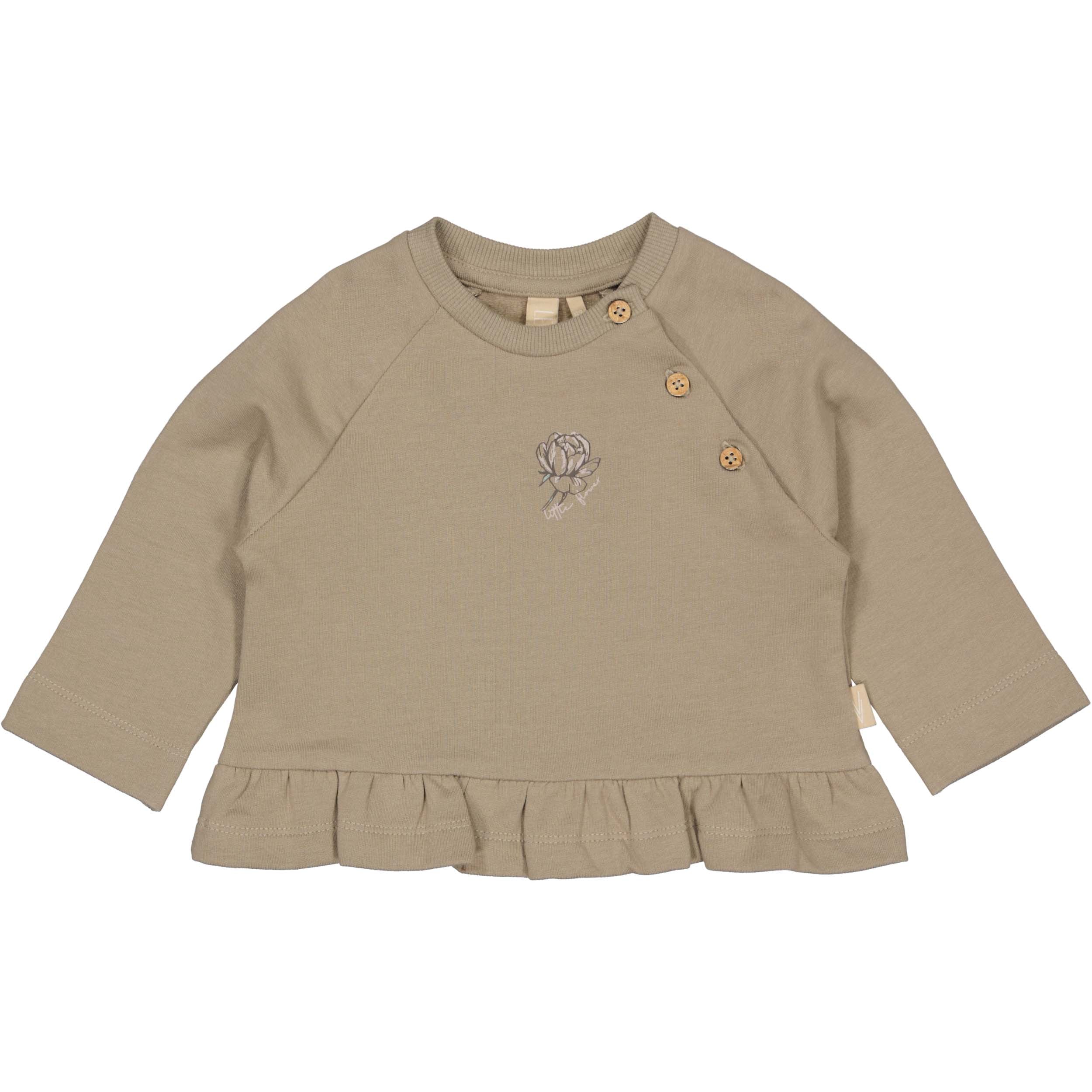 Taupe sweater met ruchezoom | Light Brown