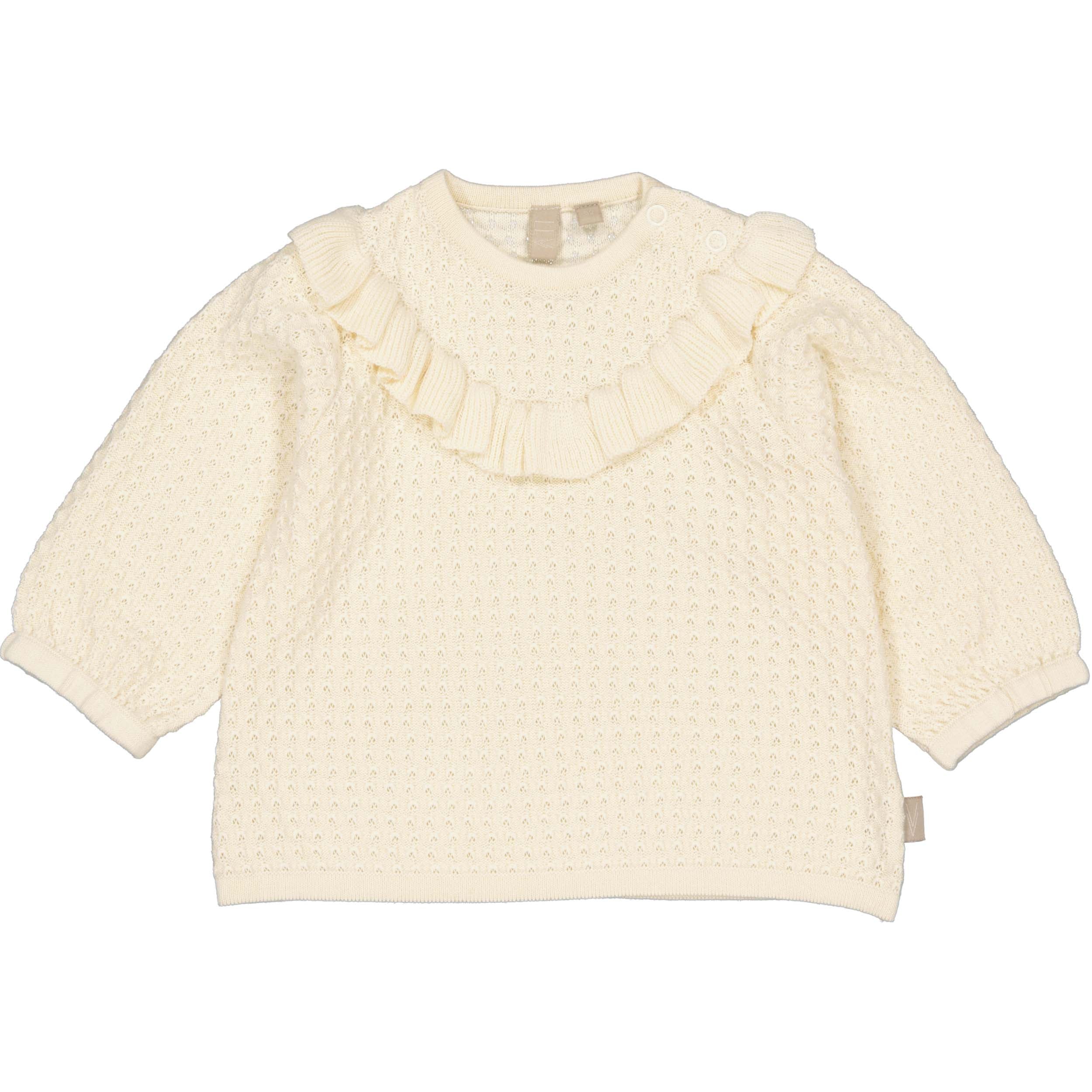 Crèmekleurige sweater met ruchekraag | White Cream