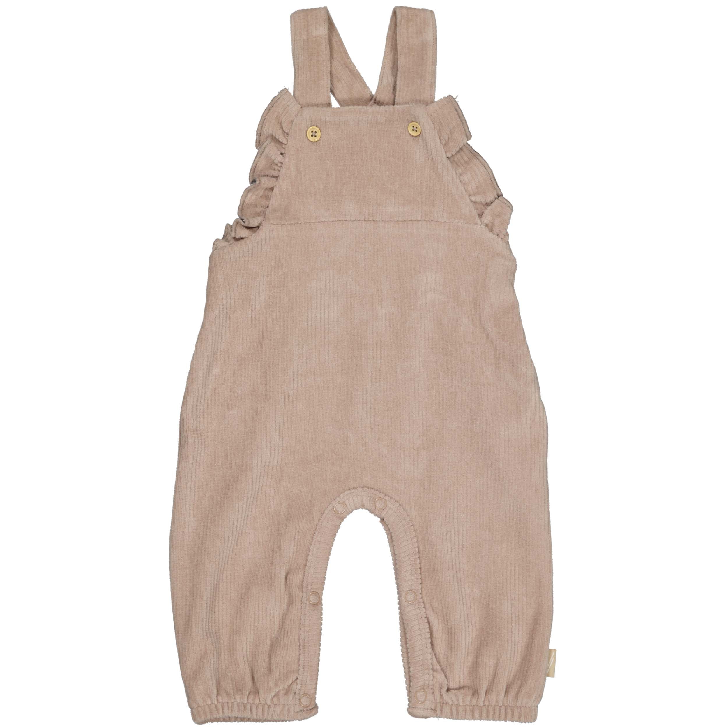 Taupe salopette met ruches | Mauve