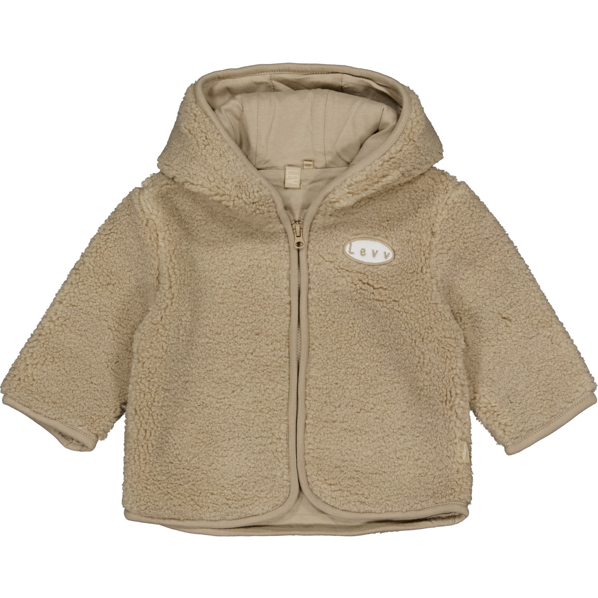 Beige teddy jas met capuchon | Beige