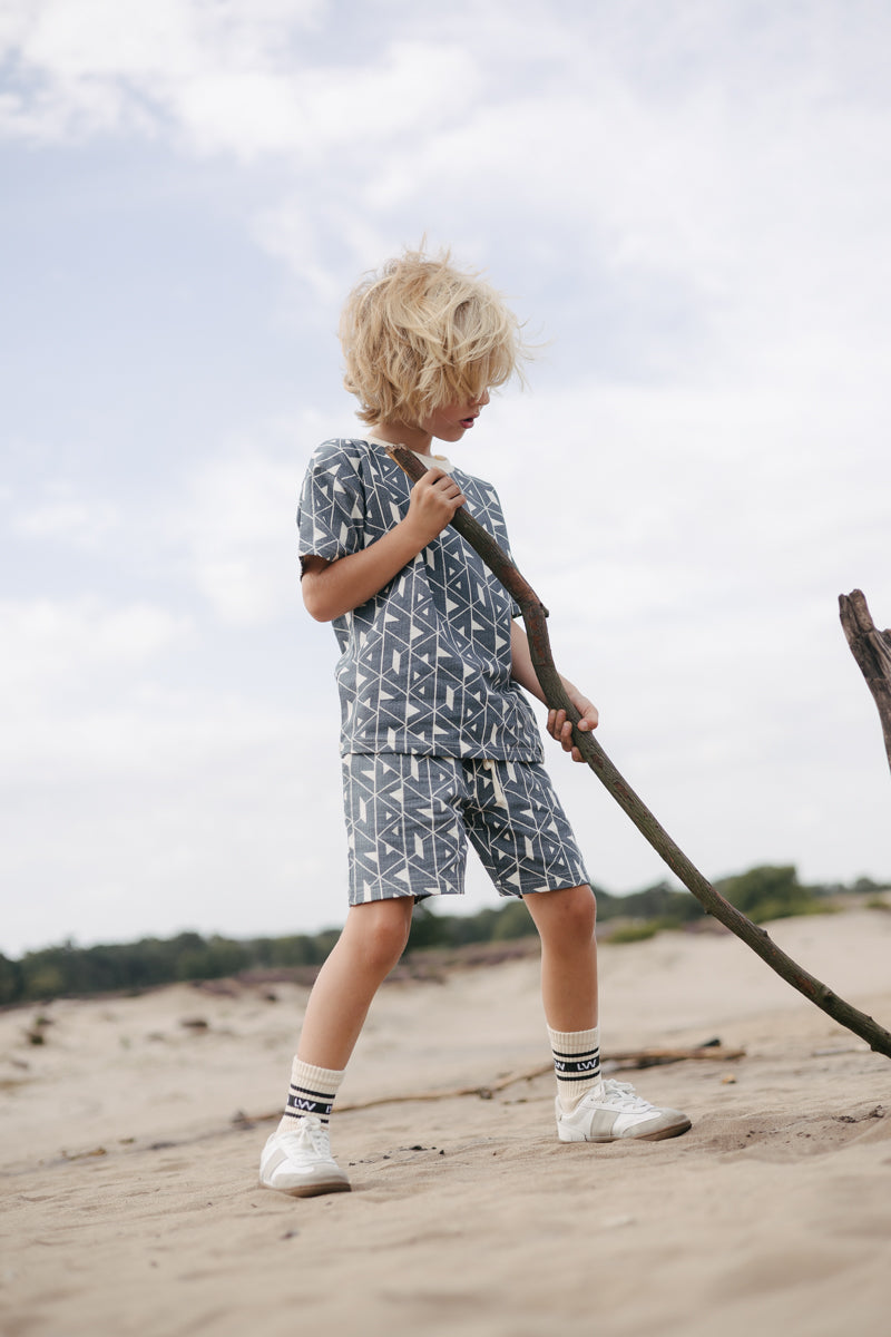 Shirt blauw met grafische print | AOP Blue Graphic