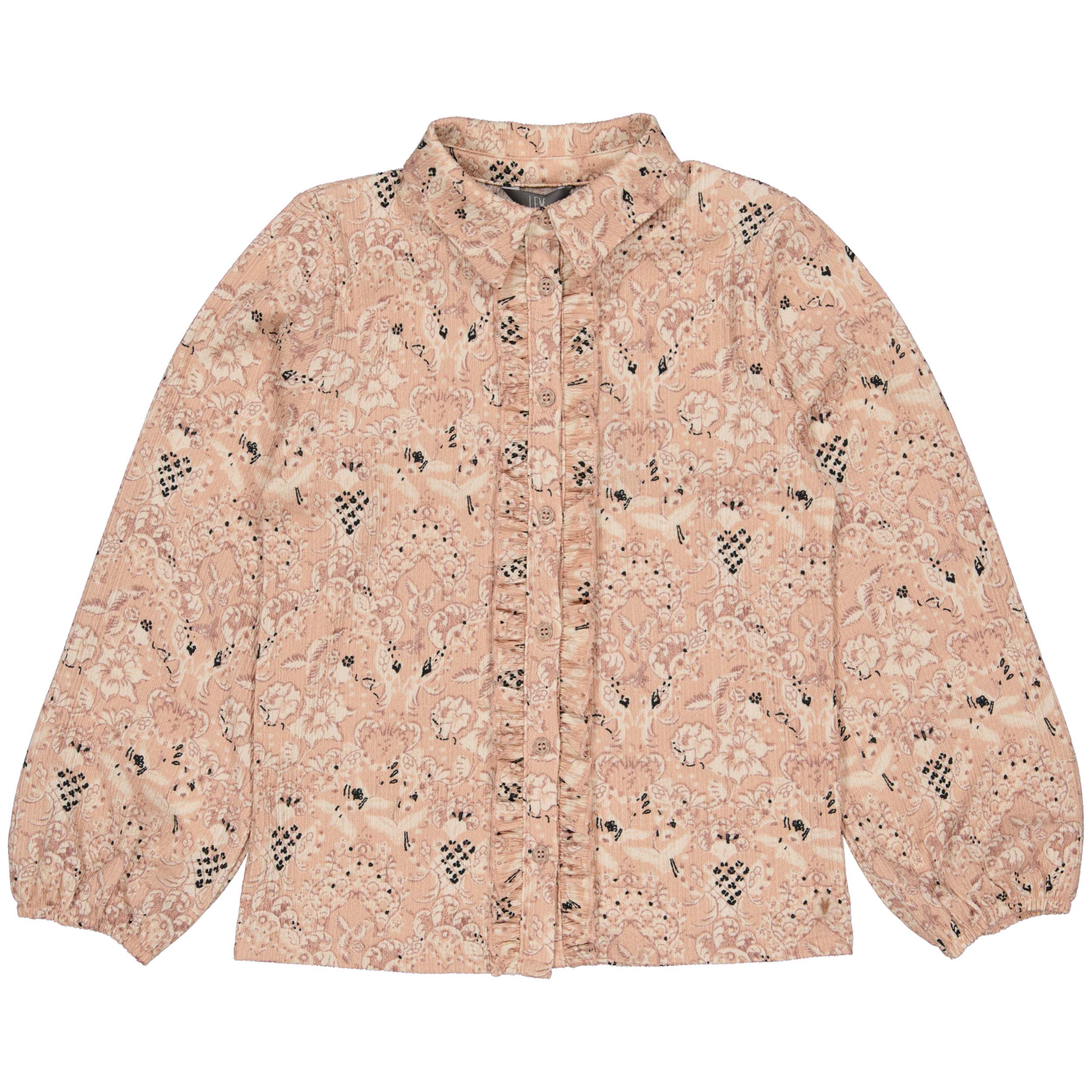 Blouse all over print | AOP Pink Leaves