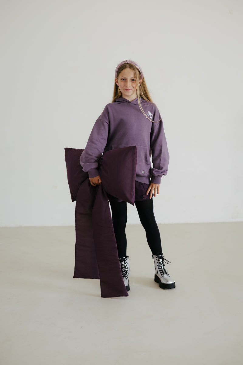 Hoodie Sweater met strikprint | Dark Mauve