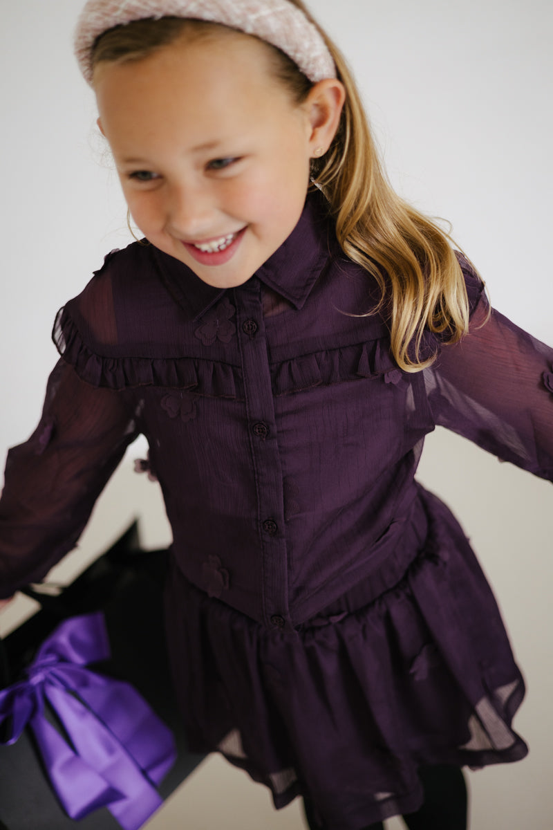 Blouse met bloemen | Dark Mauve