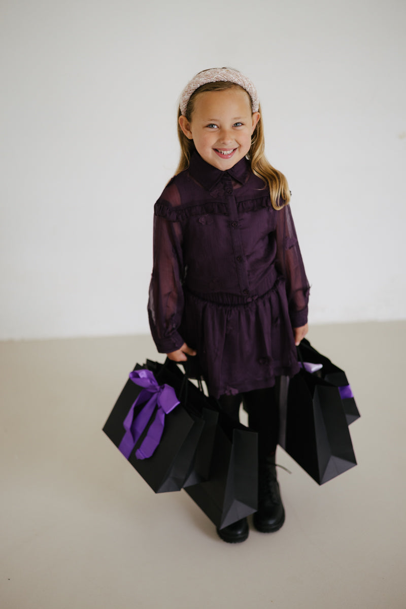 Rok met bloemen | Dark Mauve