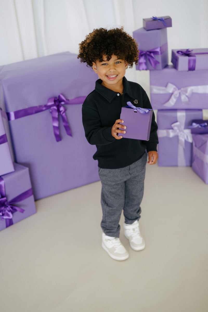 Broek met elastische band en koord | AOP Blue Check