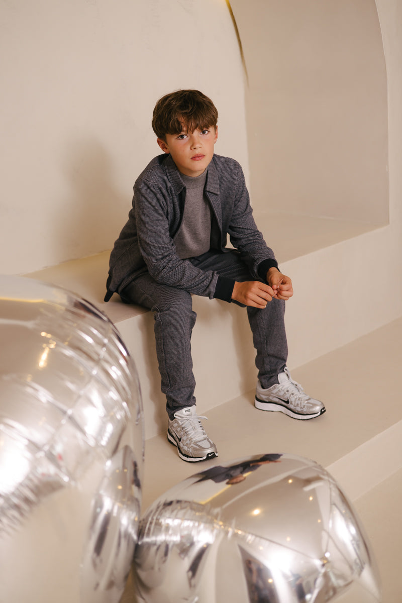 Broek met elastische band en koord | AOP Blue Check