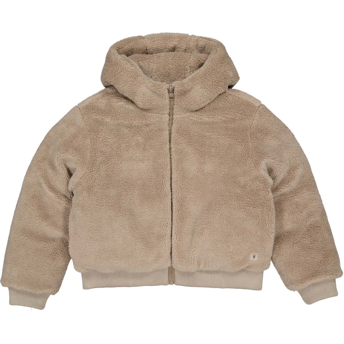 Beige teddy jas met capuchon | Dark Sand