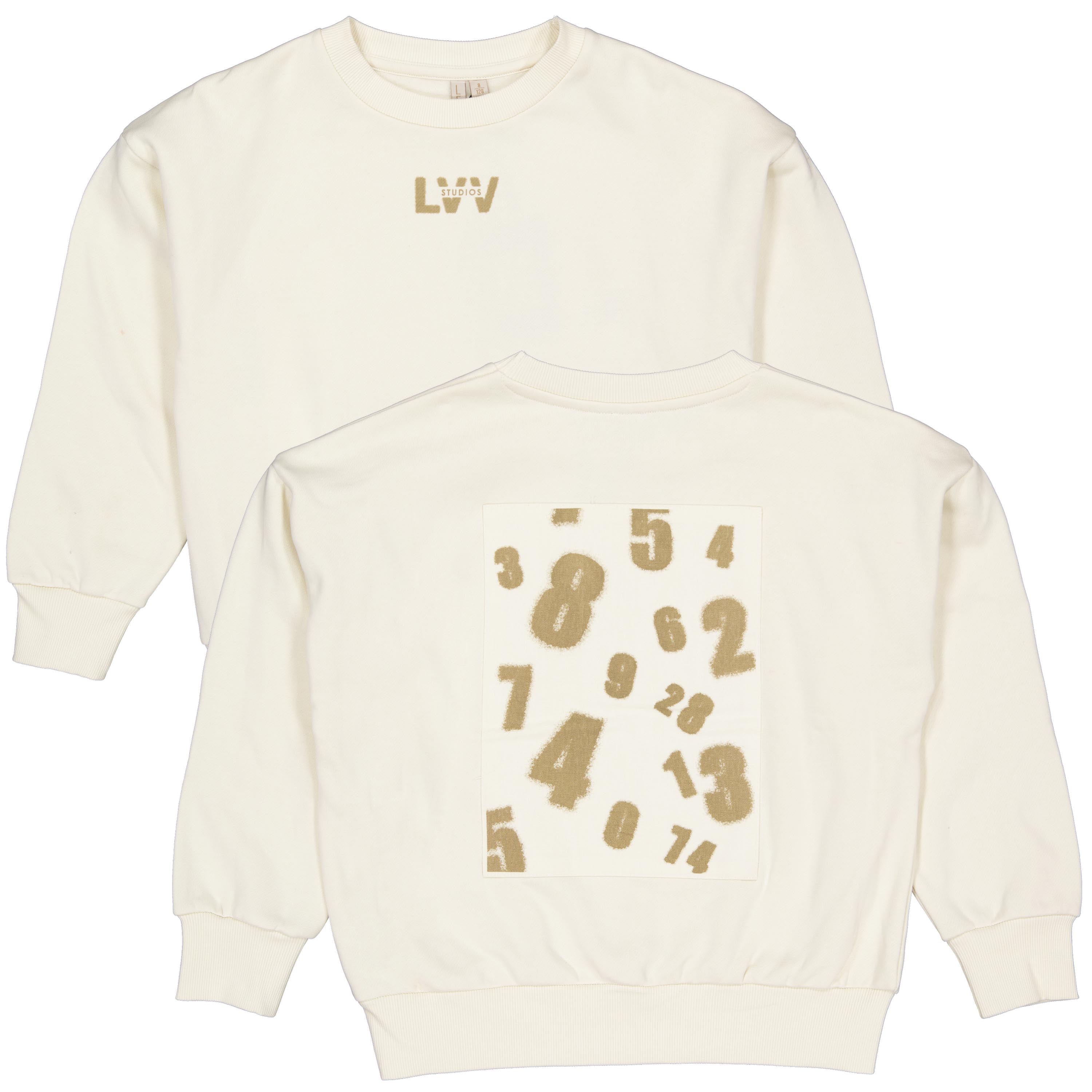 Ecru sweater met cijferprint | Cotton Cream