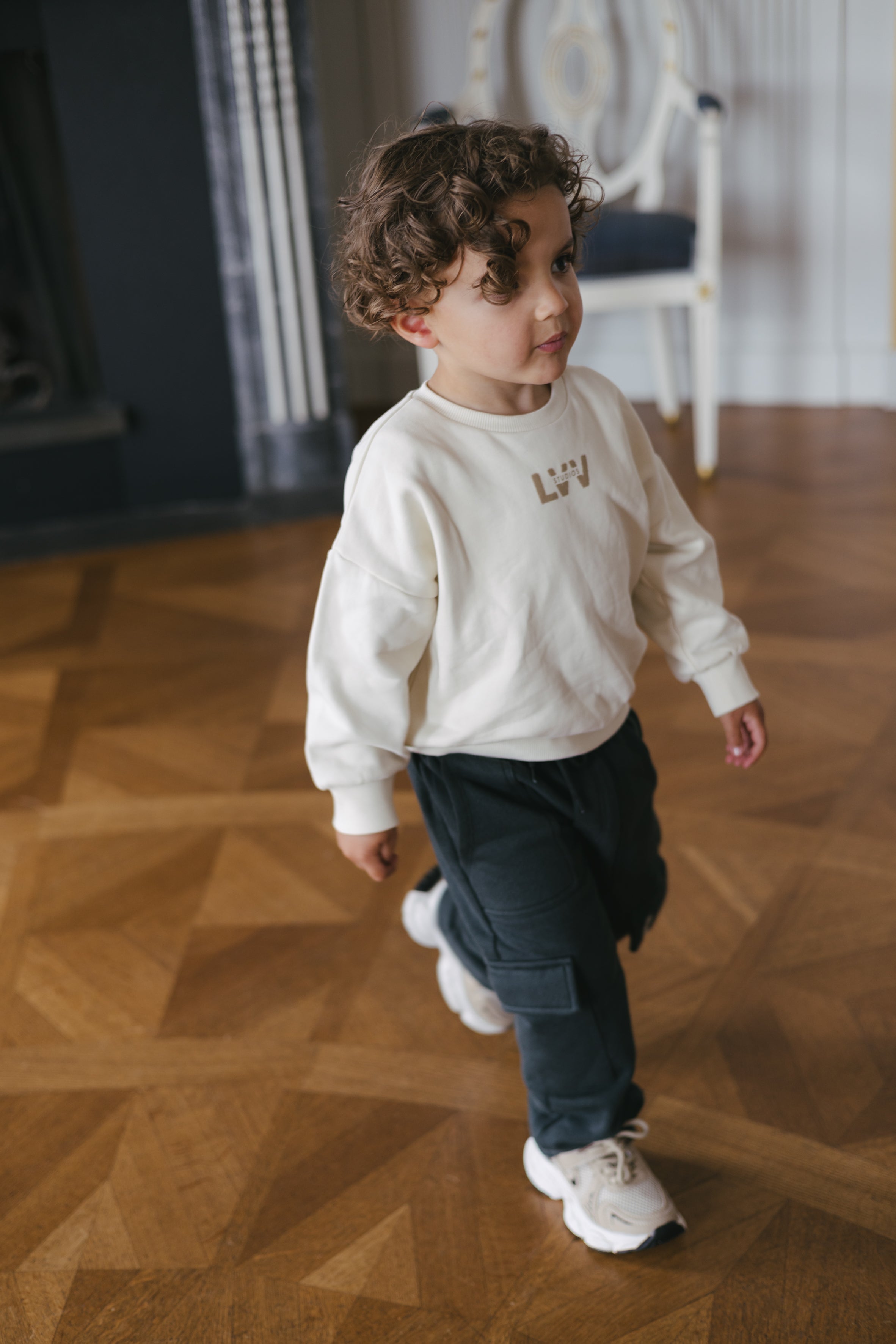 Ecru sweater met cijferprint | Cotton Cream