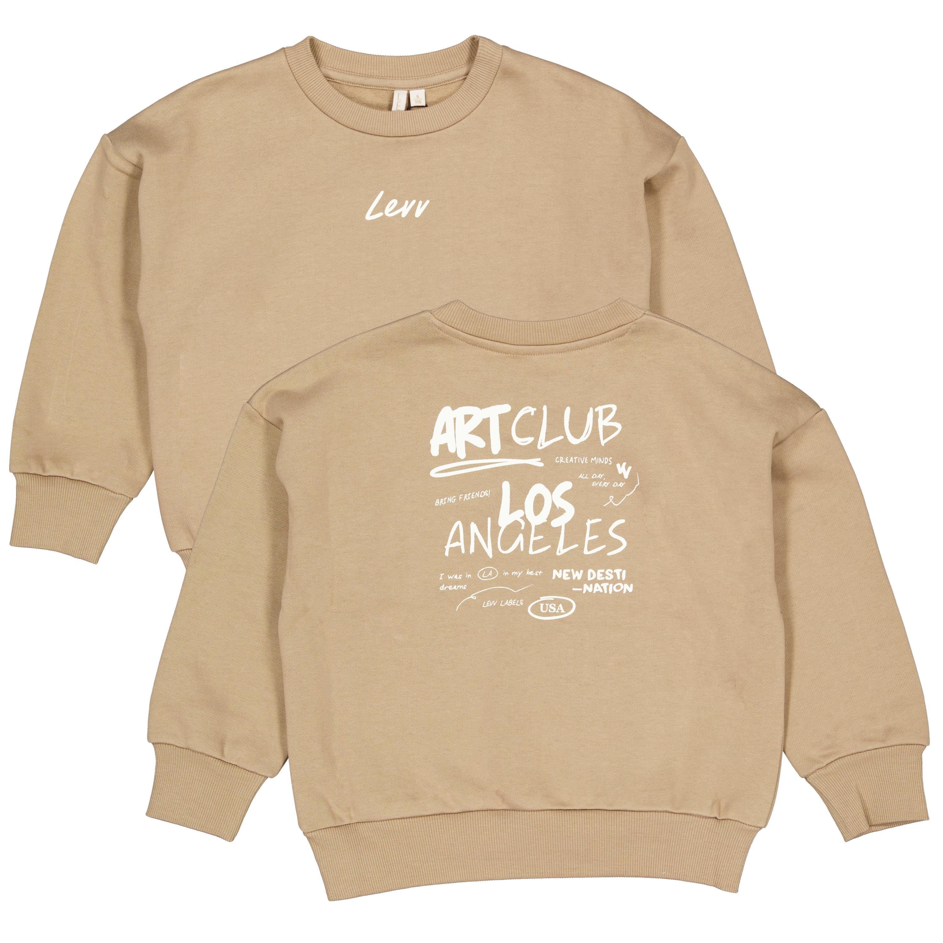 Camelkleurige sweater met tekstprint | Dark Sand