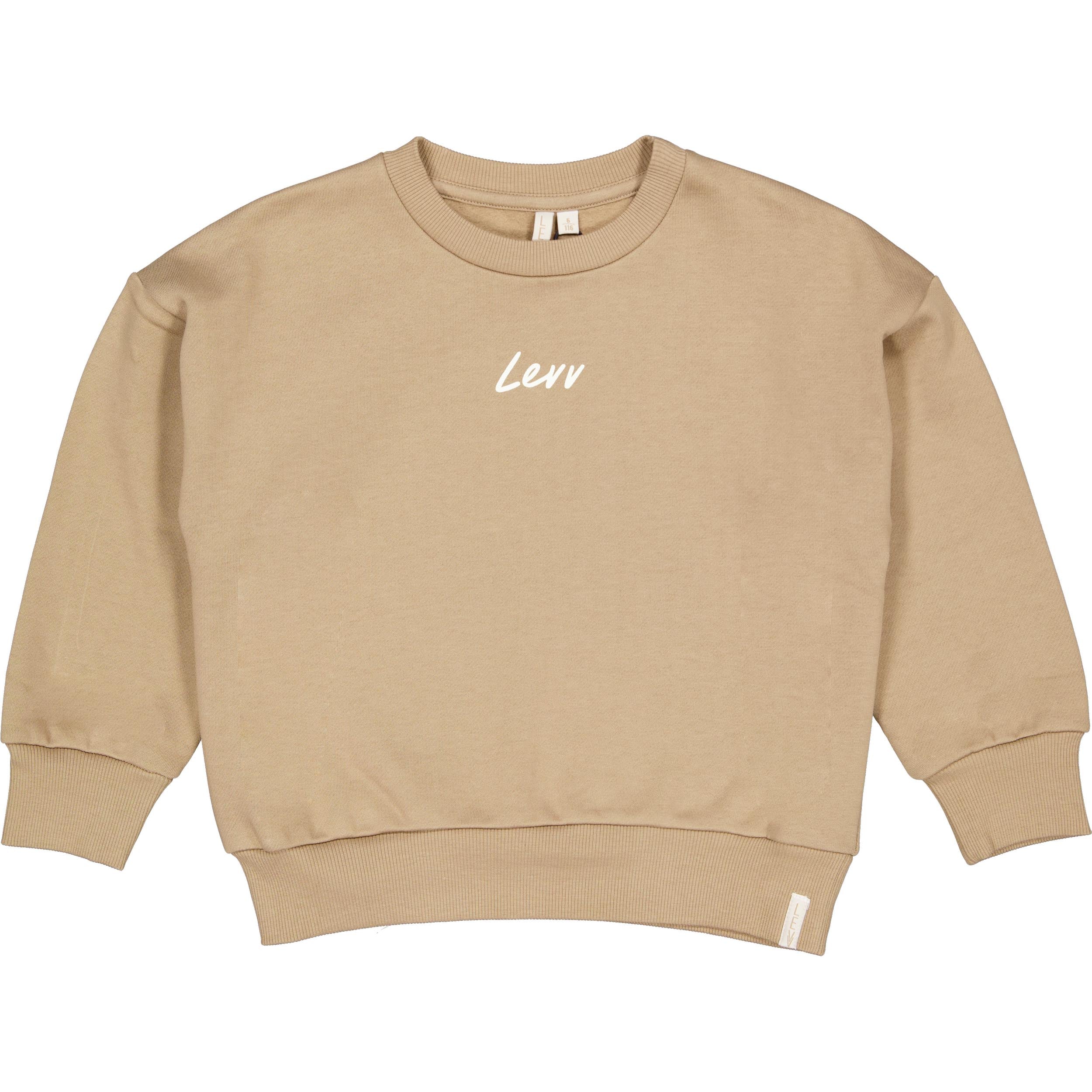 Camelkleurige sweater met tekstprint | Dark Sand