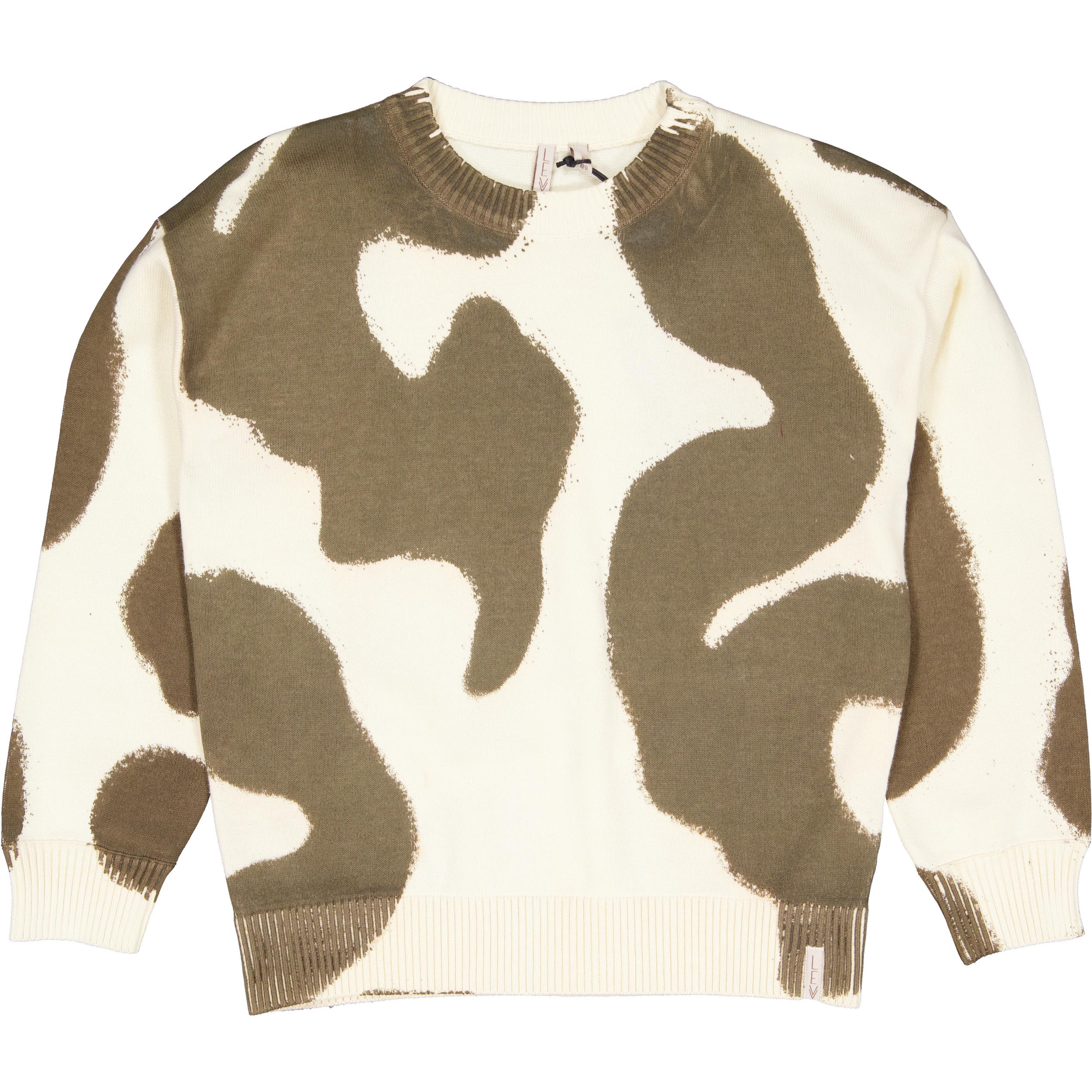 Ecru sweater met bruine all-over print | AOP Taupe Sketch