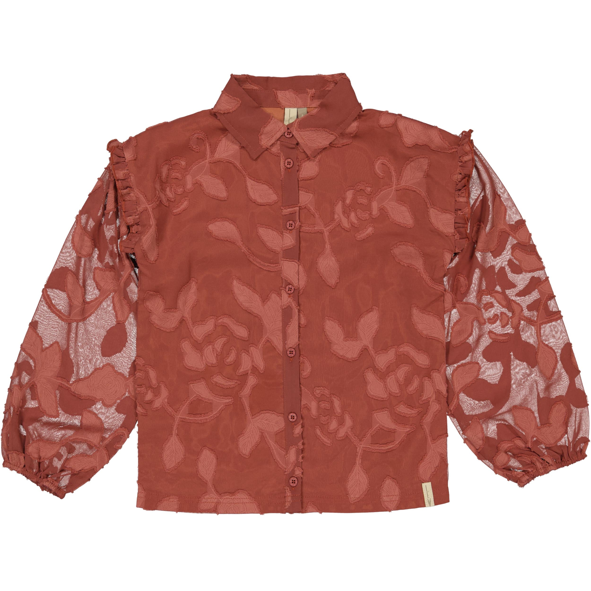Terracotta blouse met all-over print | Red Pink
