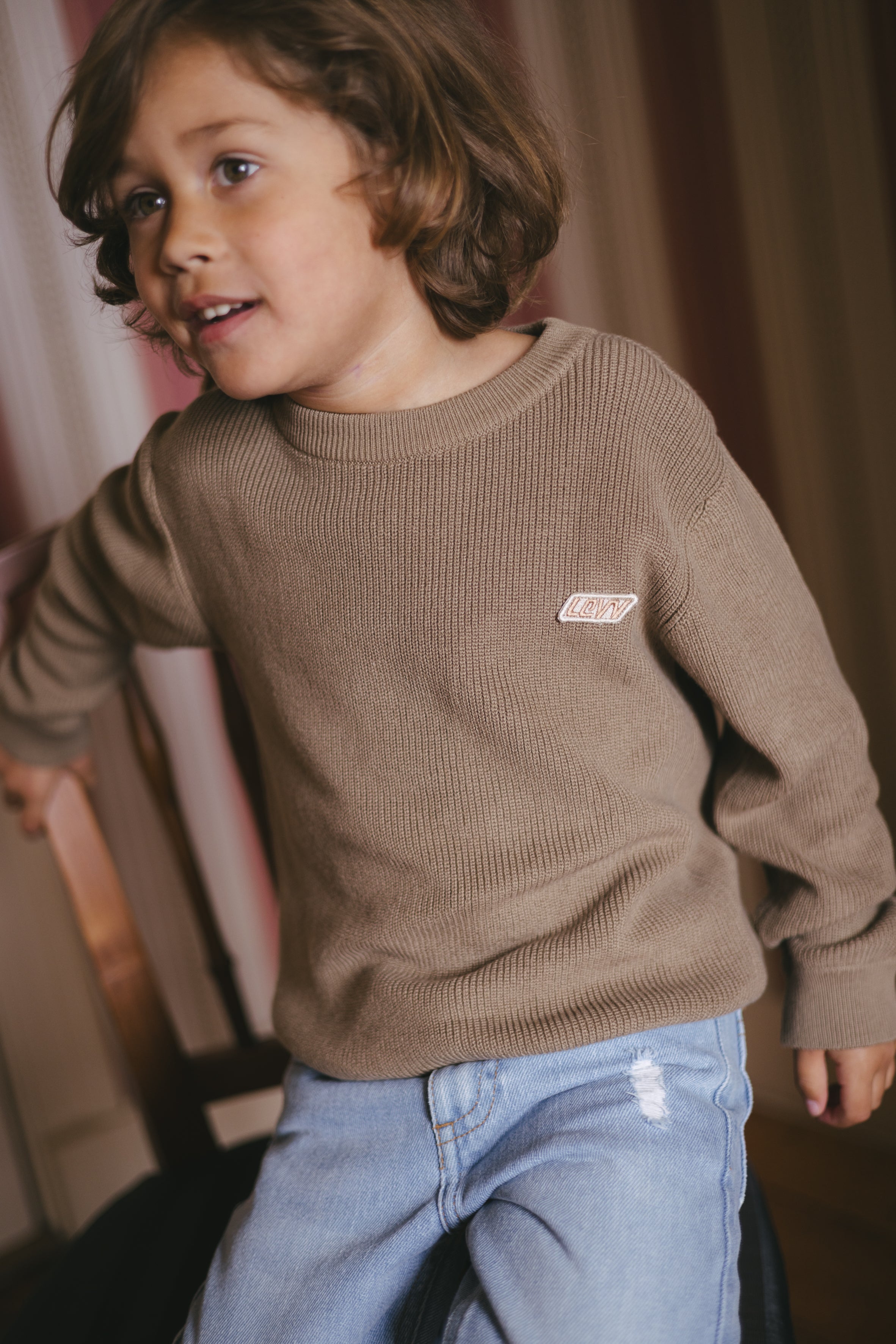 Camelkleurige sweater met structuur | Dark Sand
