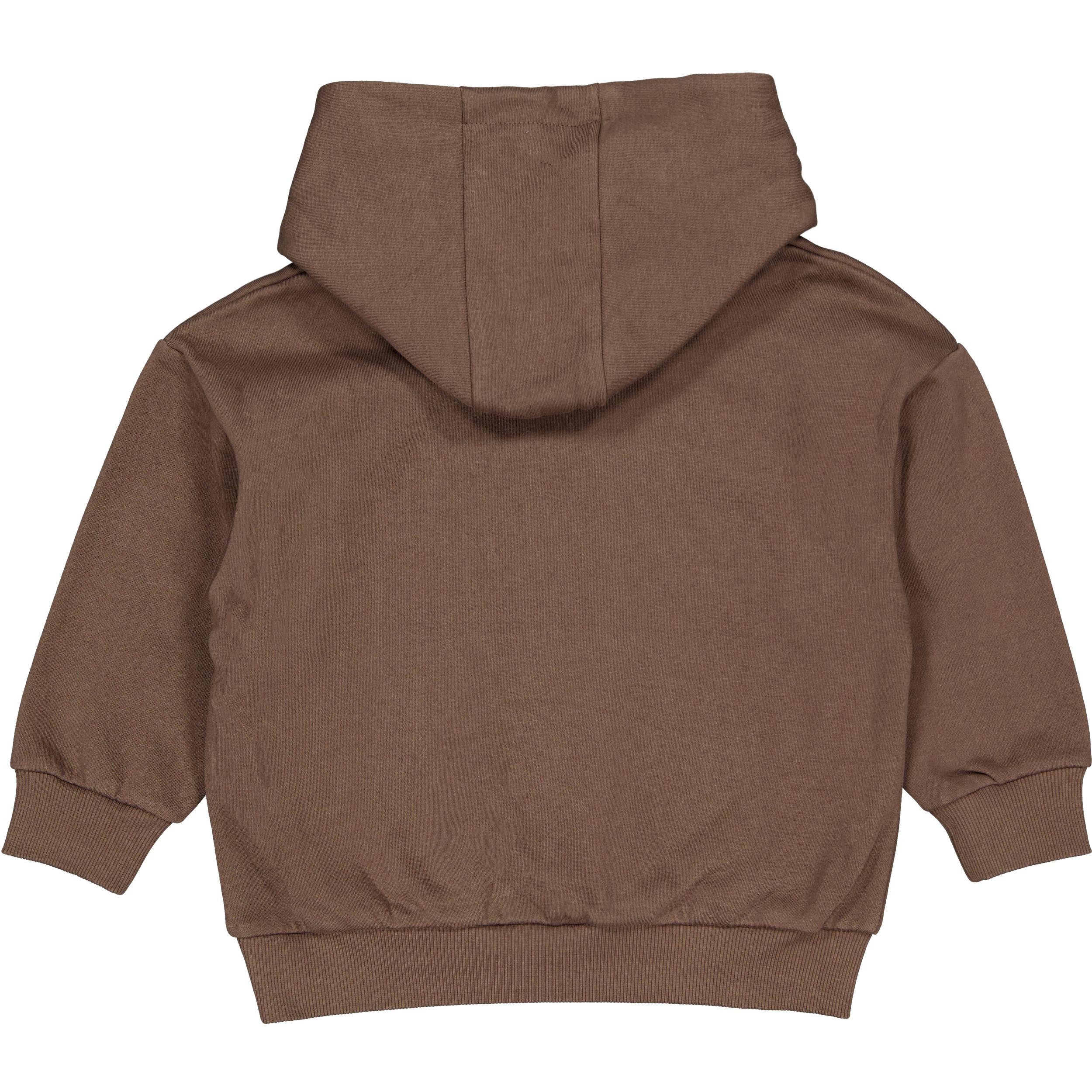 Bruine hoodie met mouwprint | Chocolate Brown