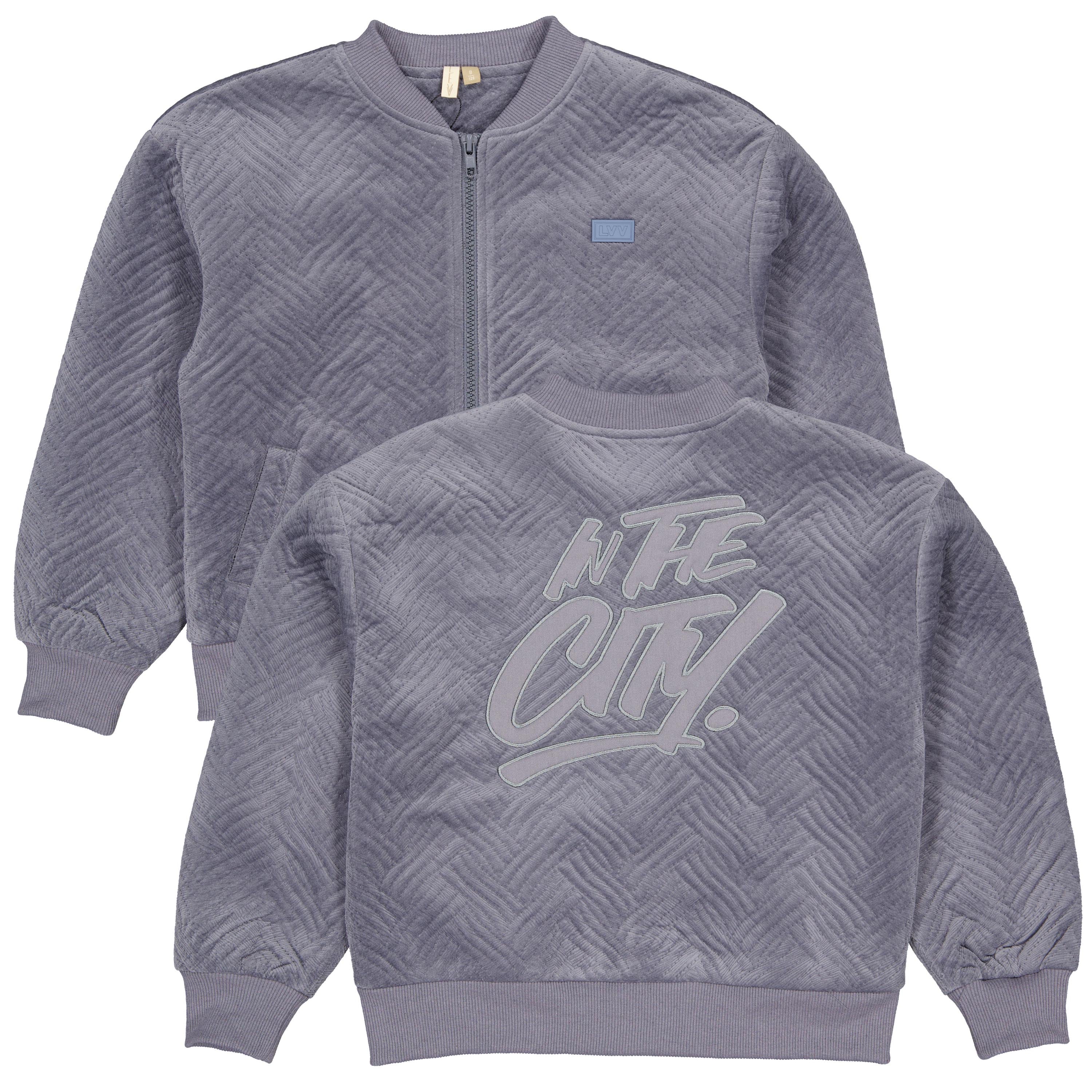 Blauwgrijs doorgestikt vest met rits | Mid Blue
