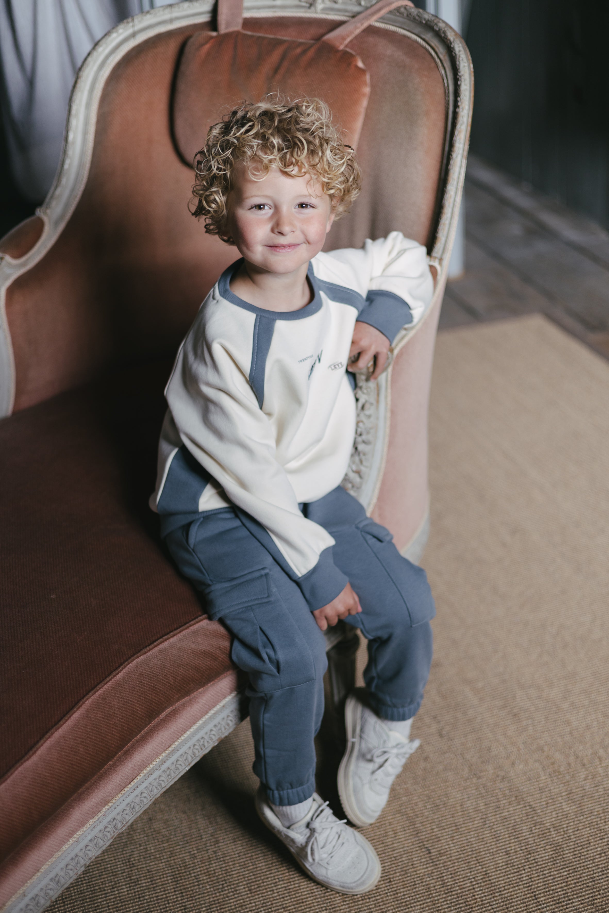 Lichtblauwgrijze cargo joggingbroek | Mid Blue