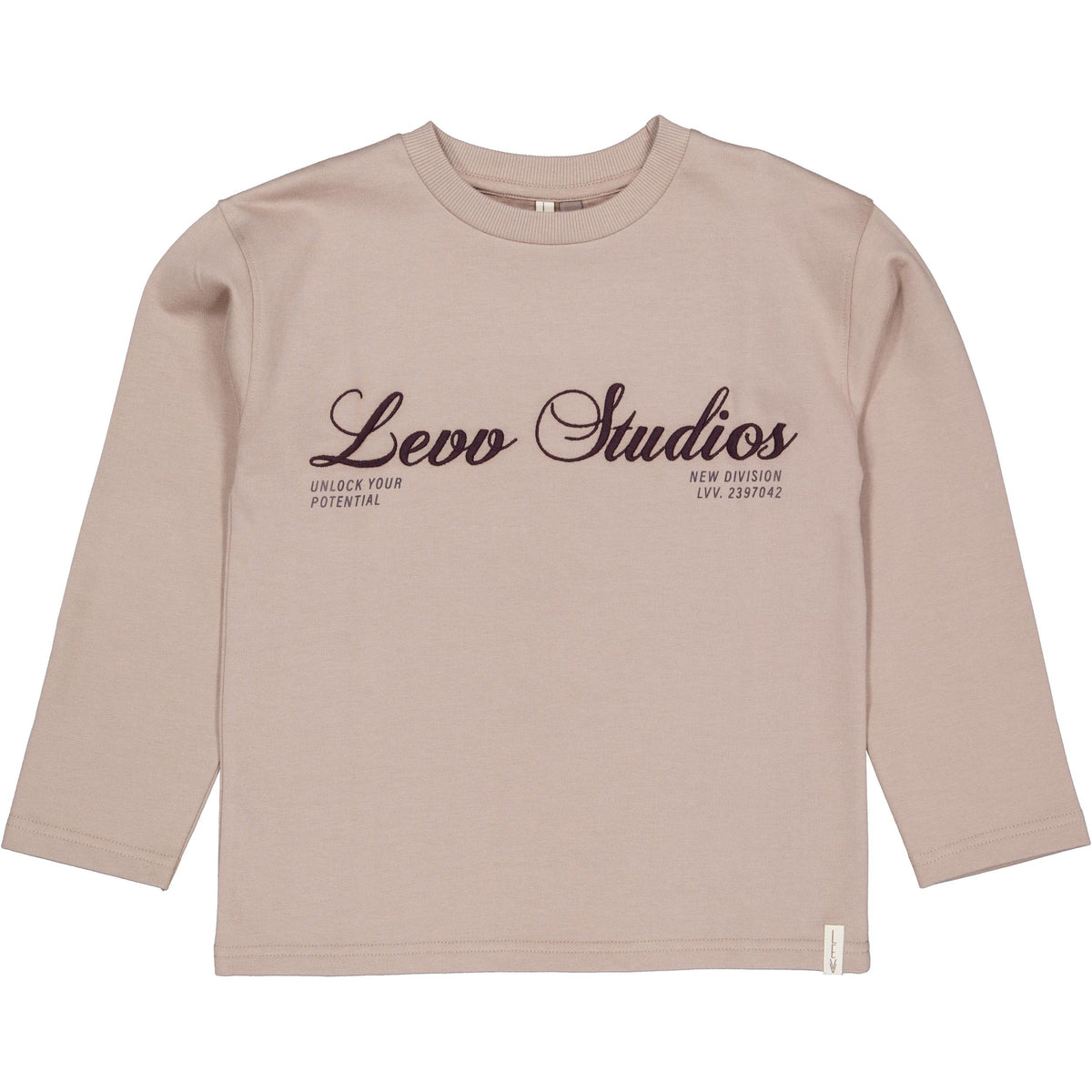 Lichtbeige longsleeve met borsttekst | Greige