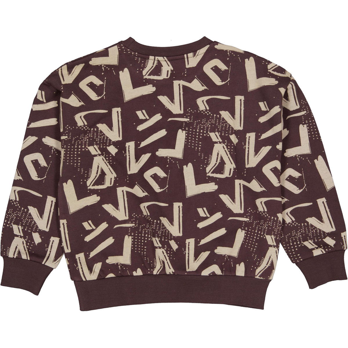 Donkerbruine sweater met all-over logo | AOP Grey Graphic