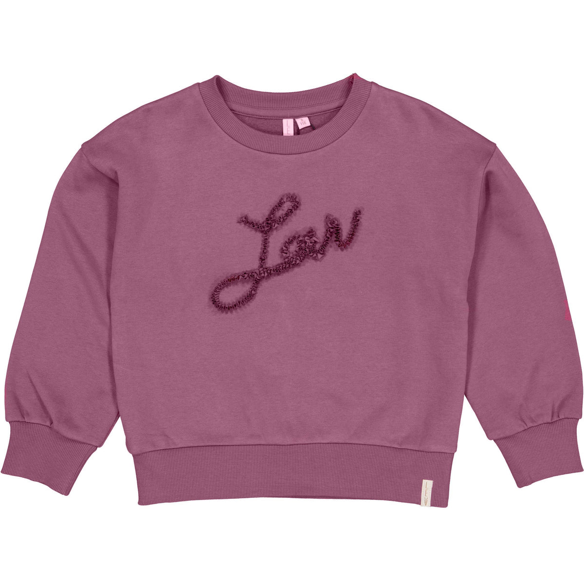 Paarsroze sweater met borsttekst | Dark Mauve