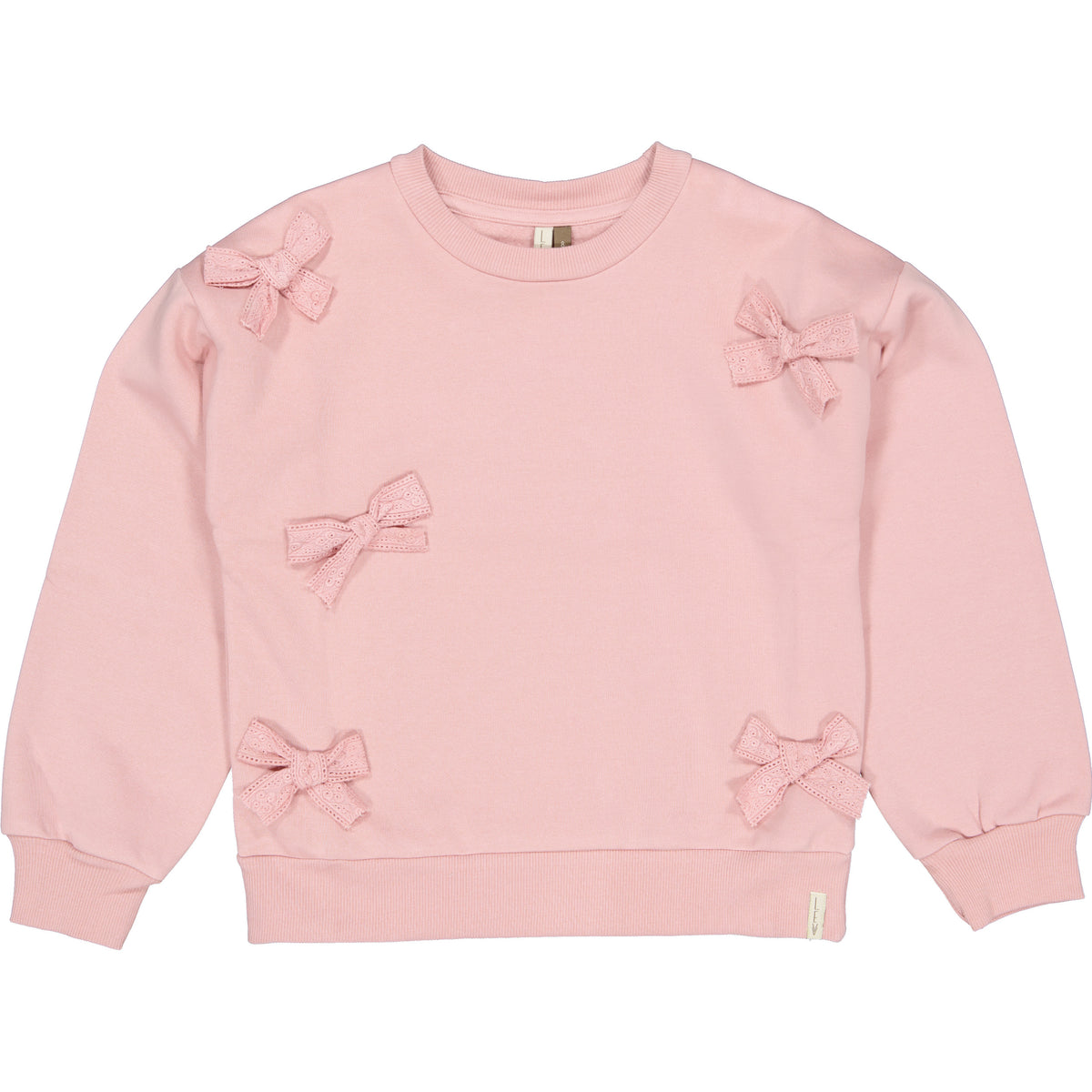 Lichtroze sweater met strikdetails | Old Pink