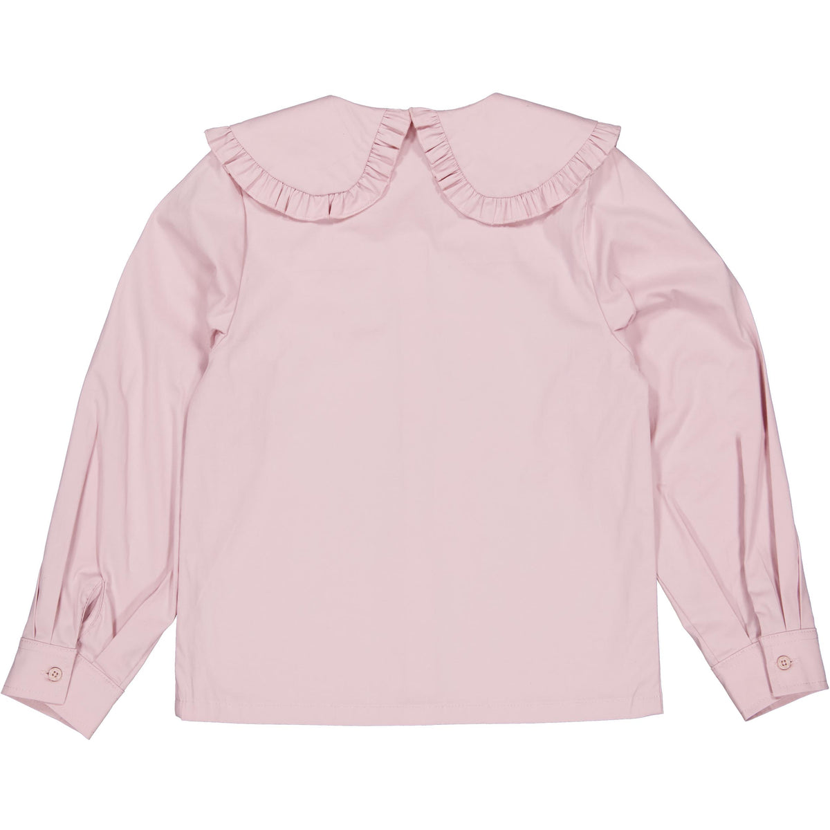 Lichtroze blouse met volantkraag | Faded Pink