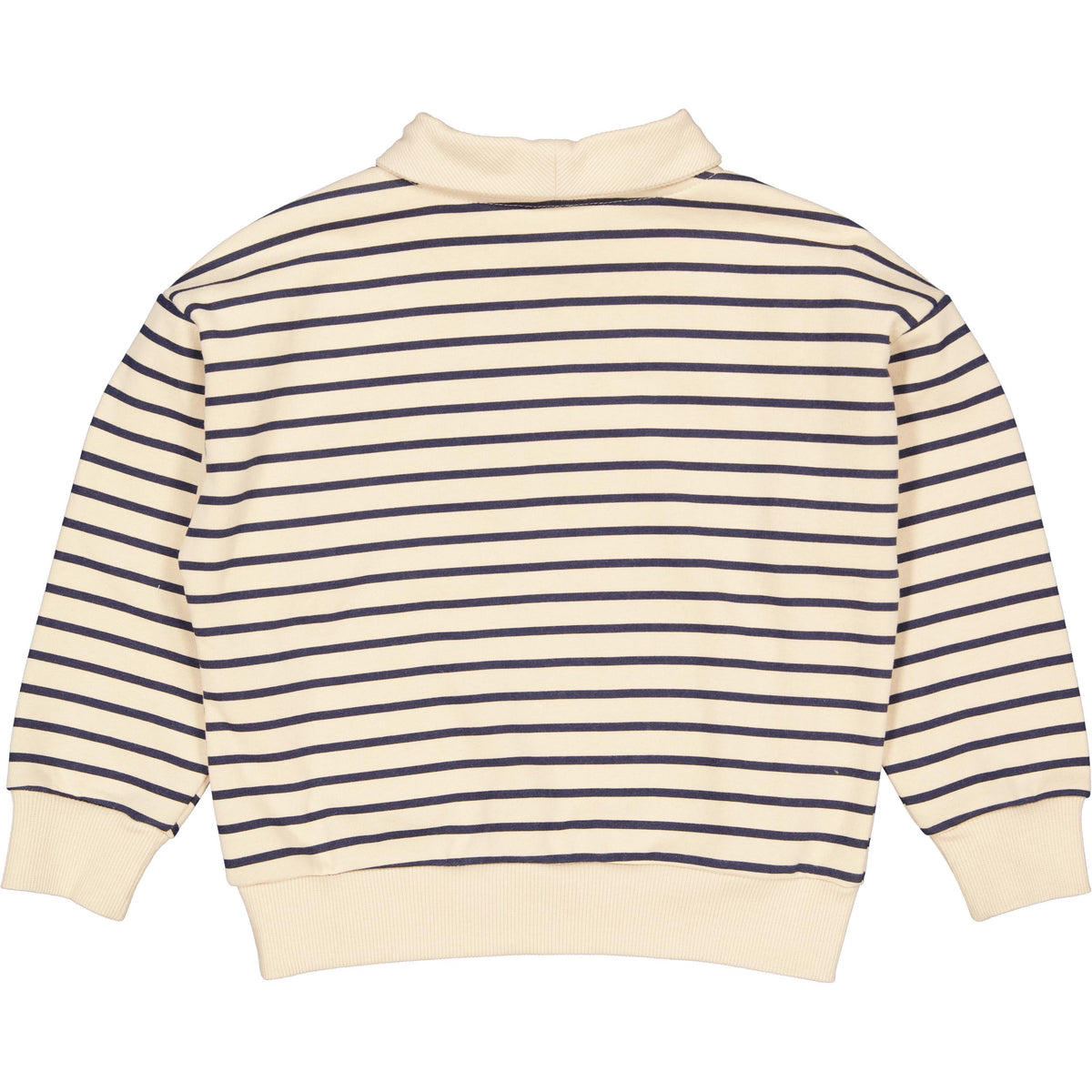 Crèmekleurige gestreepte sweater met polokraag | AOP Dark Blue Stripe