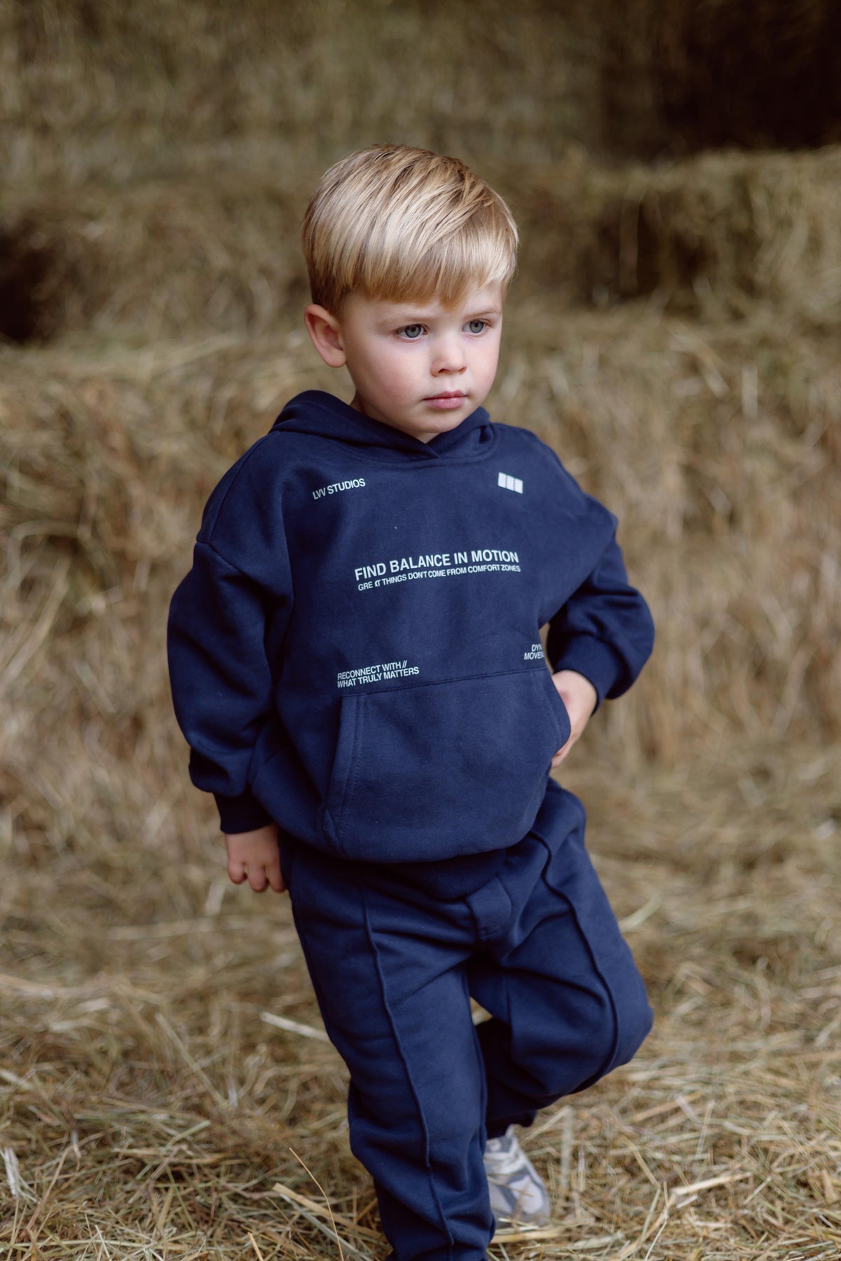 Donkerblauwe hoodie met tekstprint | Blue