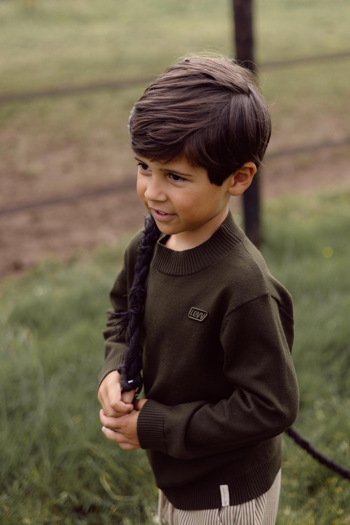 Donkergroene sweater met opstaande kraag | Dark Green