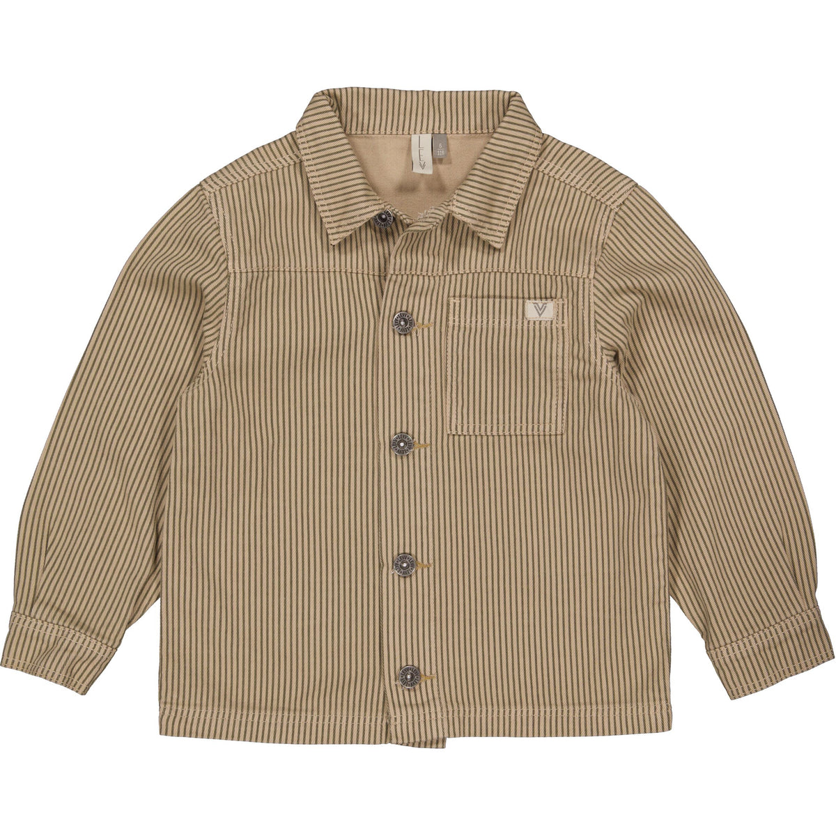 Beige gestreept overshirt met borstzak | AOP Dark Green Stripe