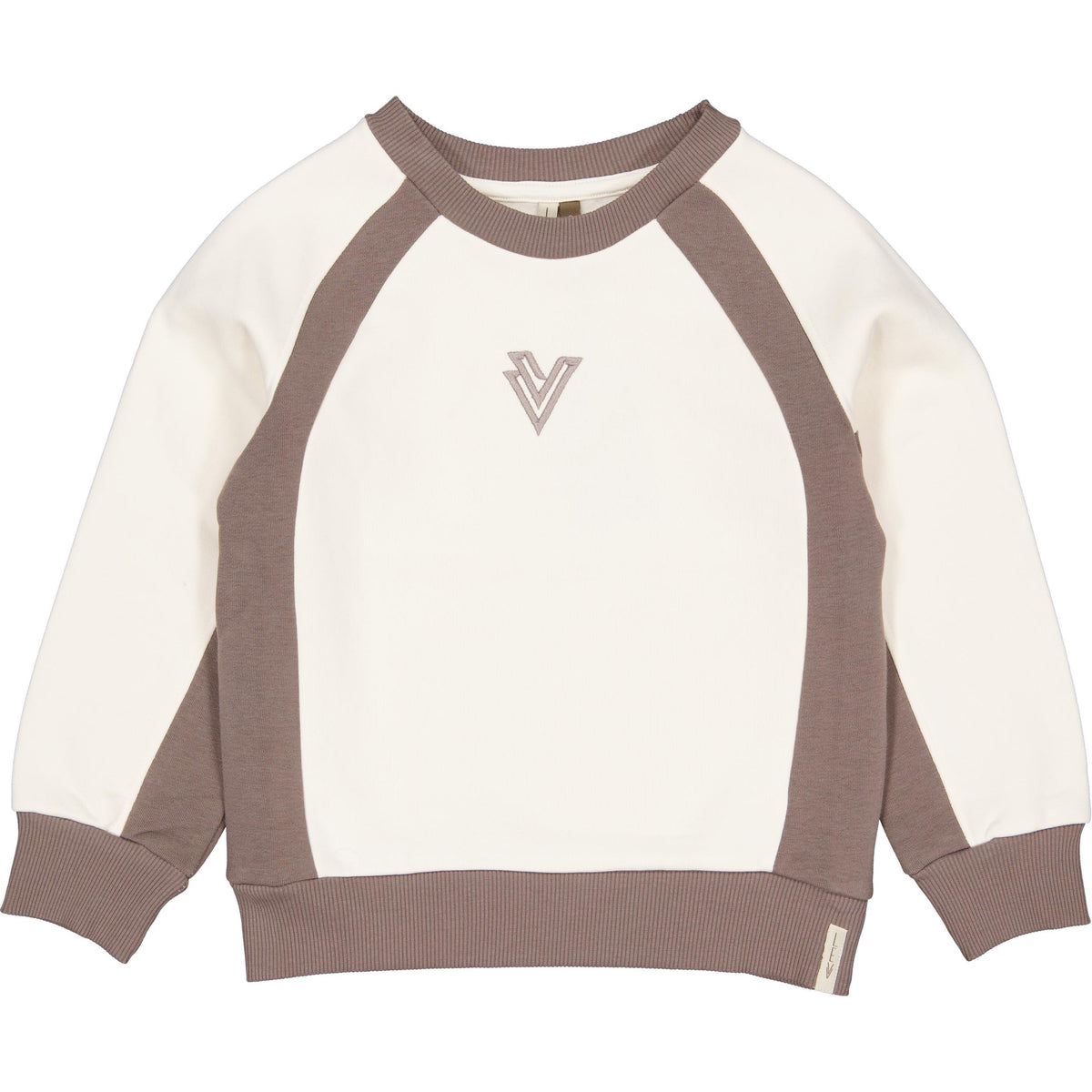 Cream sweater met taupe raglanmouwen | Coffee Brown