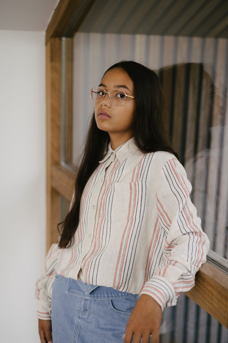 Blouse | AOP Taupe Stripe