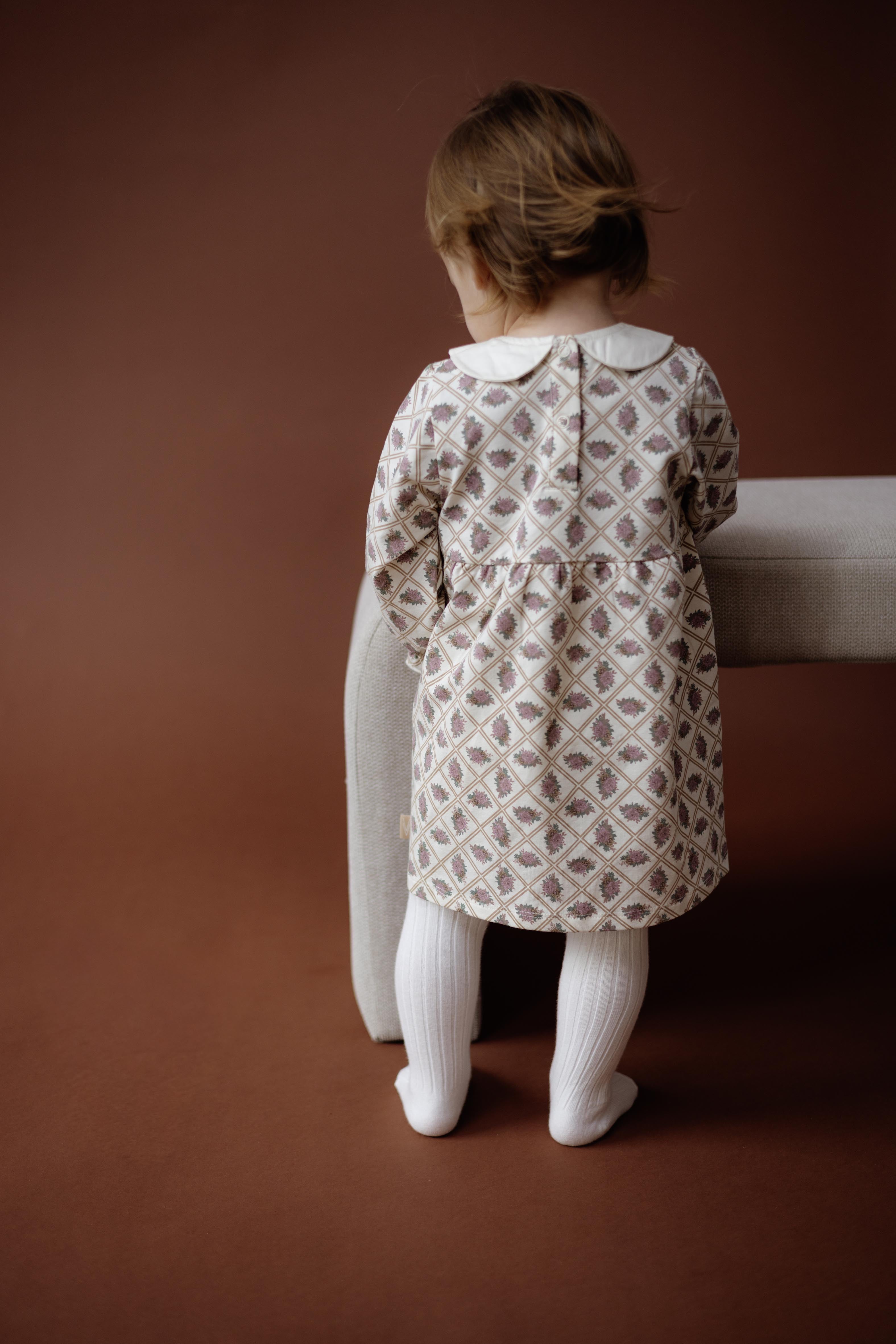Gebroken wit jurkje met all-over print | AOP White Flower