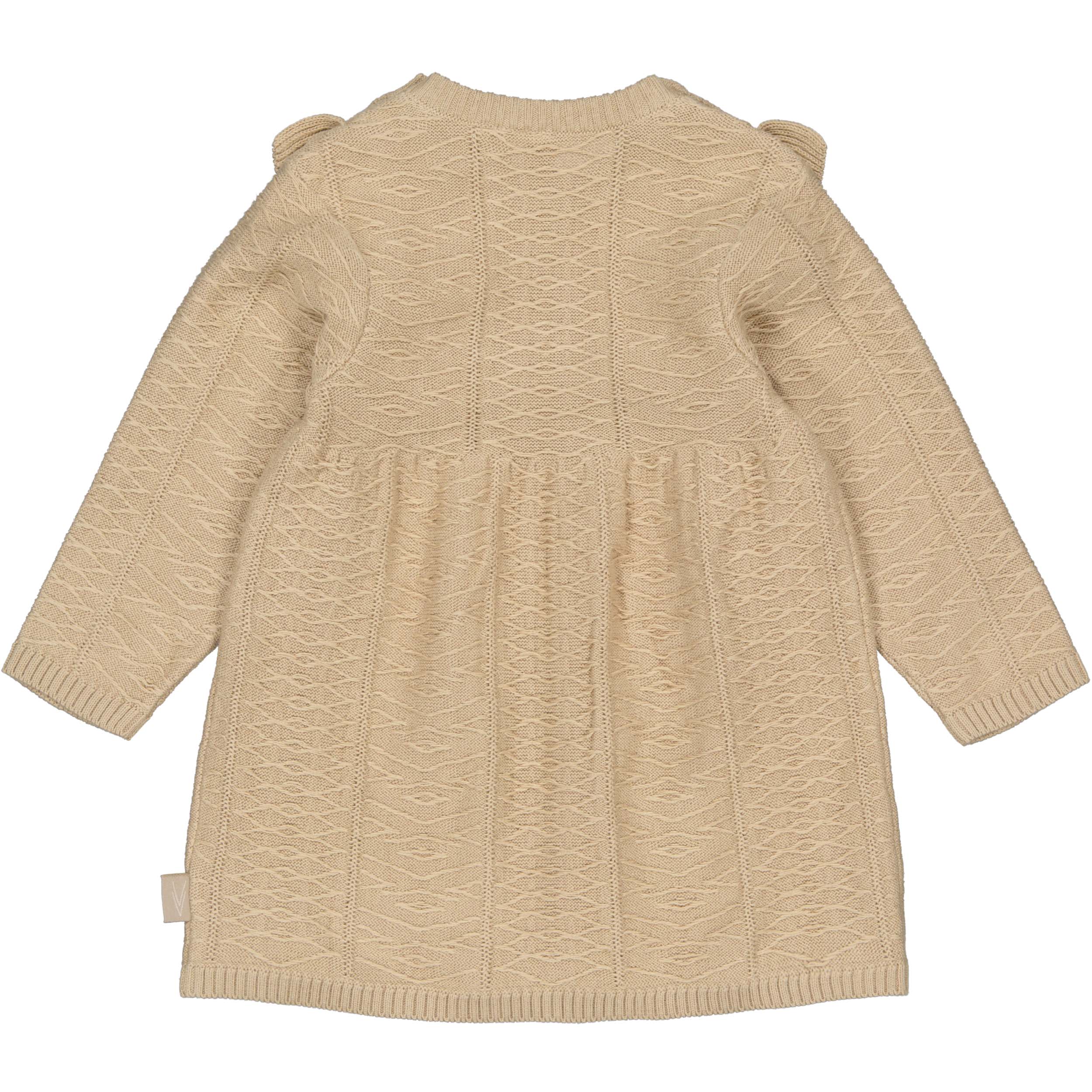 Zandkleurige jurk met ruchekraag | Beige