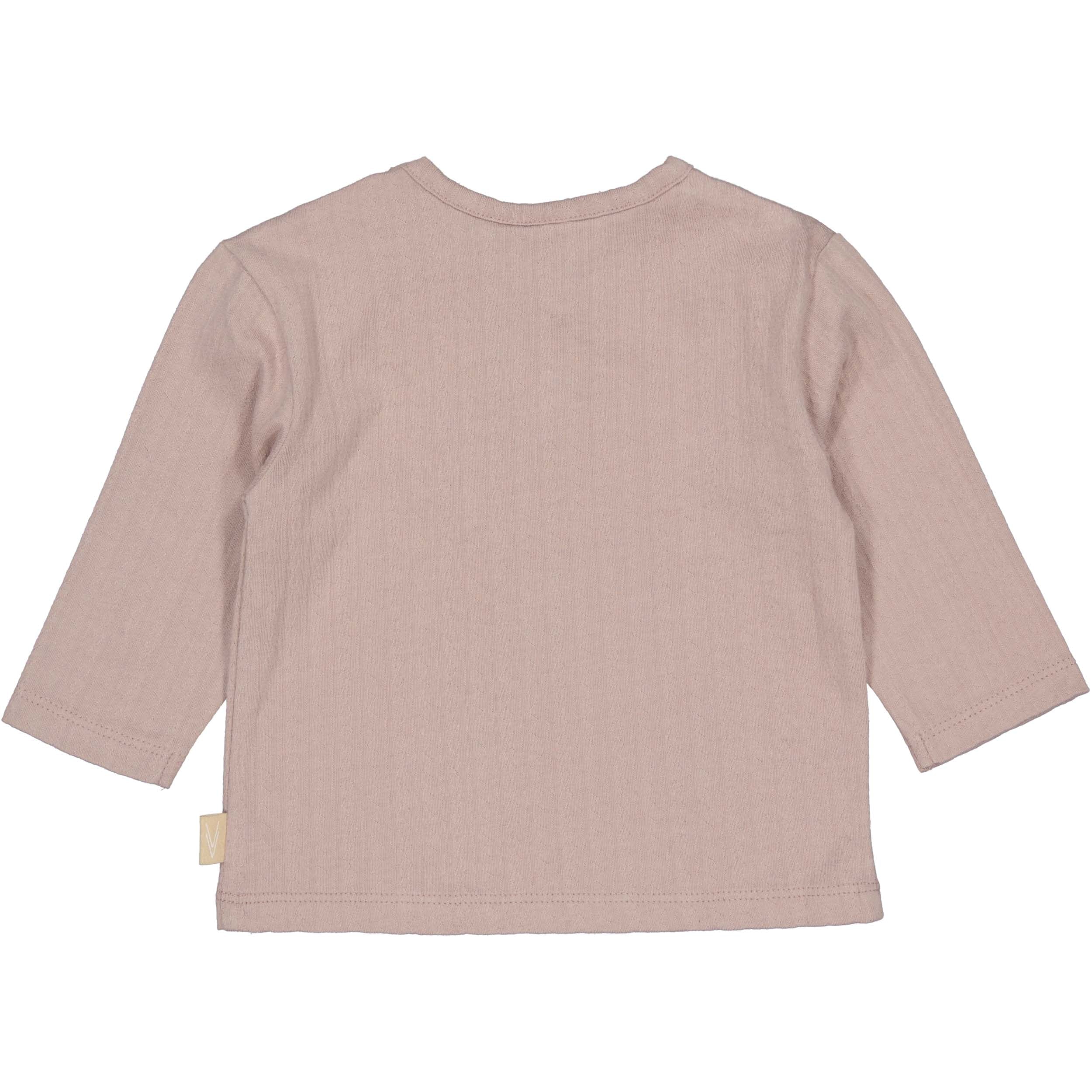 Oudroze rib longsleeve met borstborduursel | Mauve