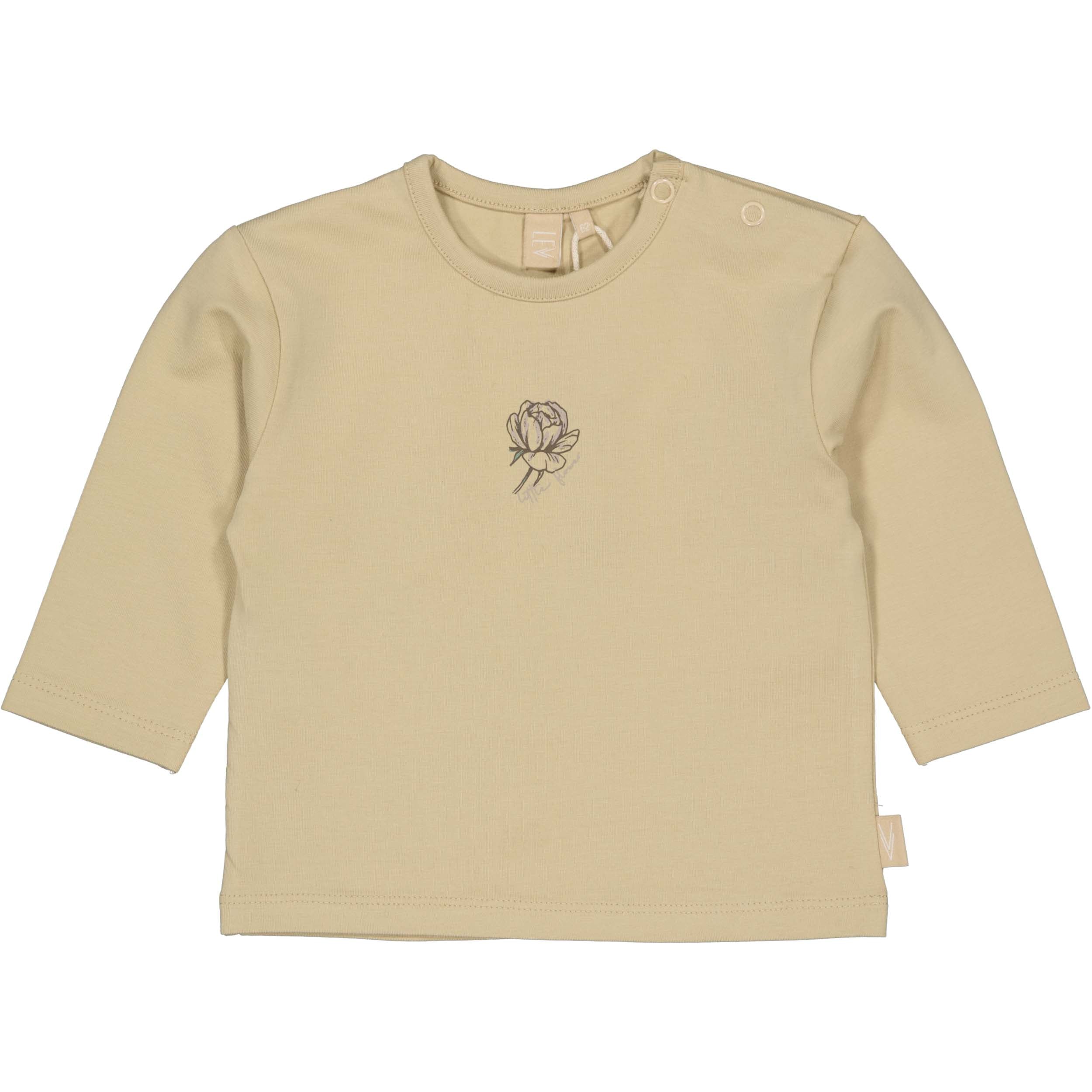 Zachtgele longsleeve met borstborduursel | Beige