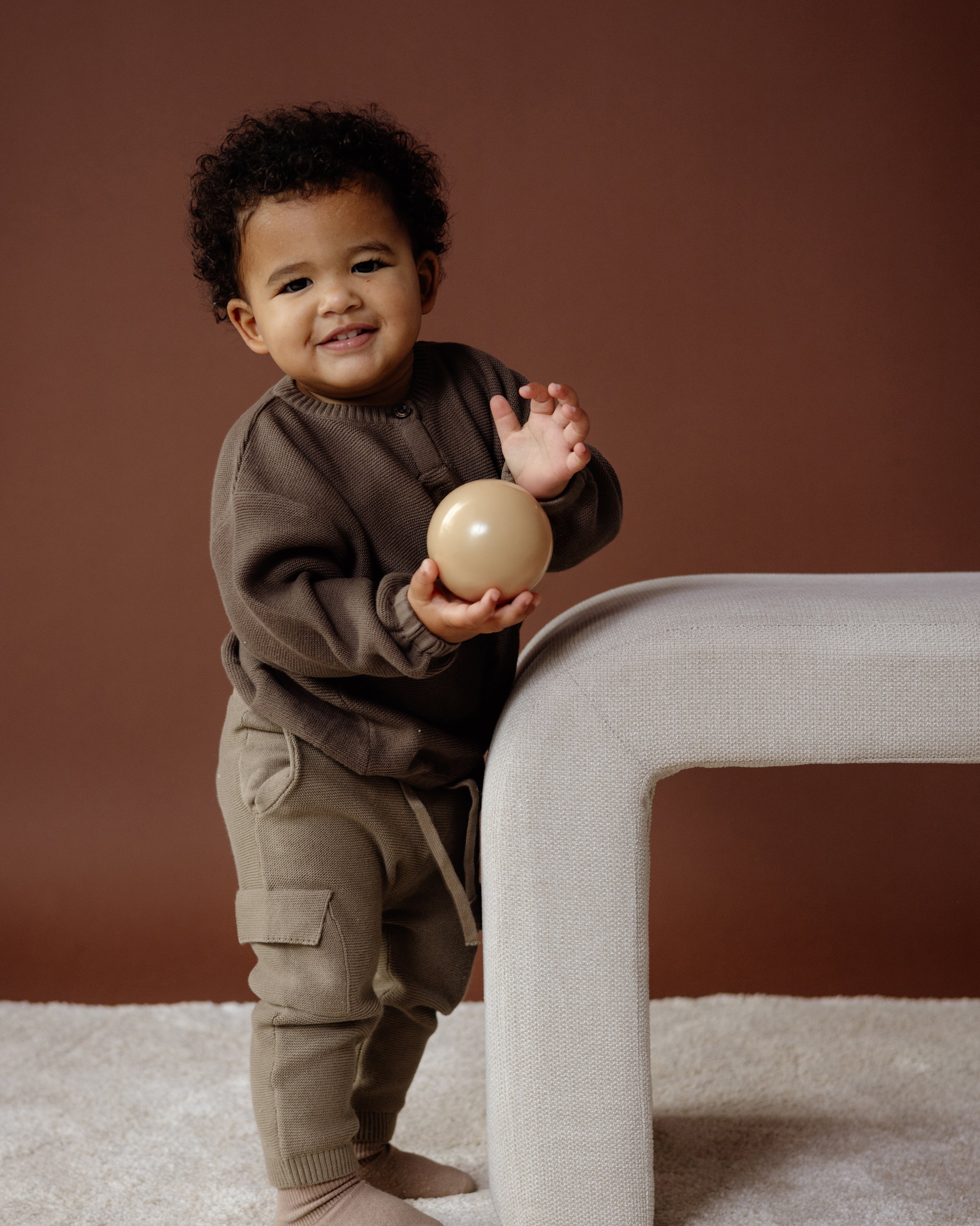 Donkerbruine sweater met borstzak | Light Brown