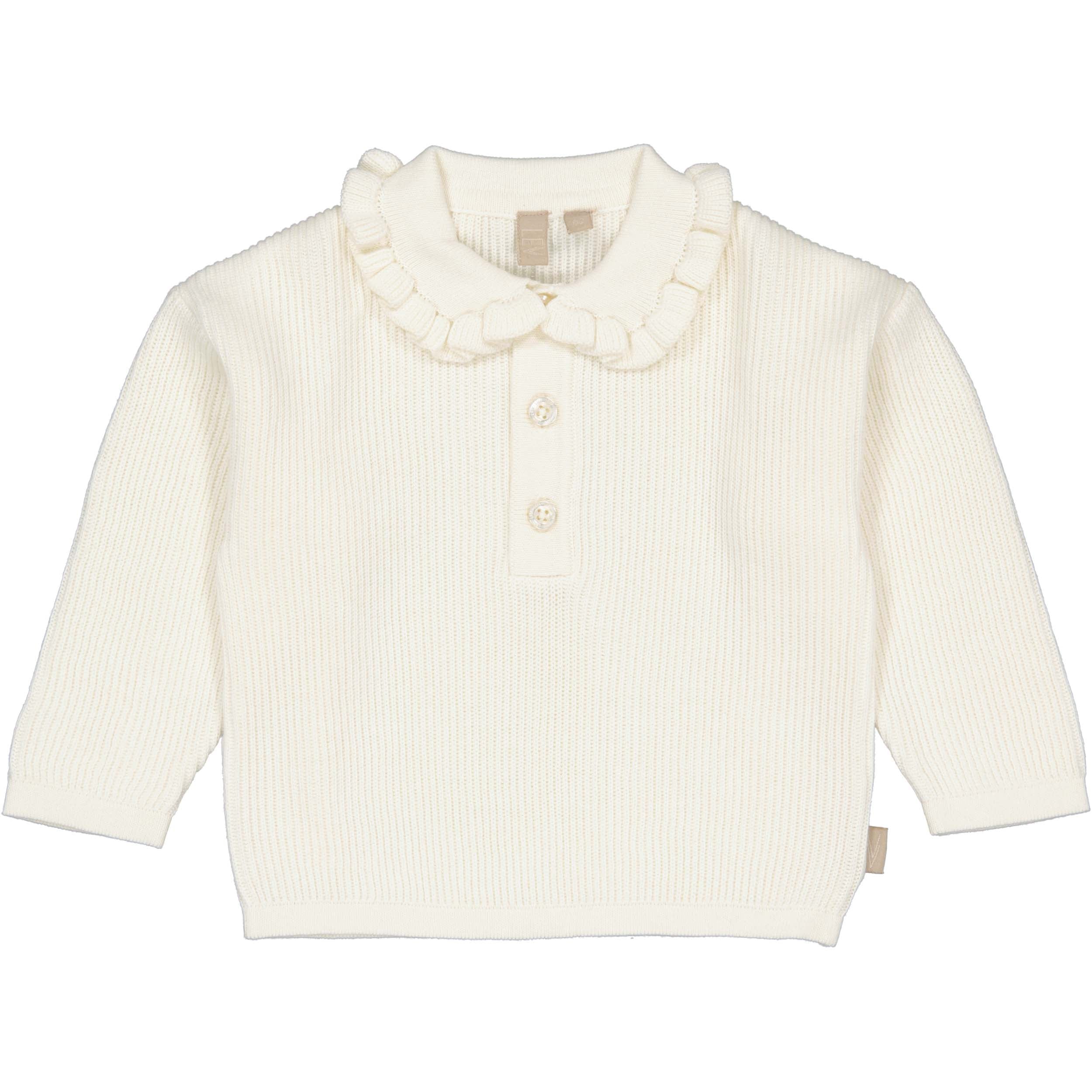Off-white shirt met ruchekraag | White Cream