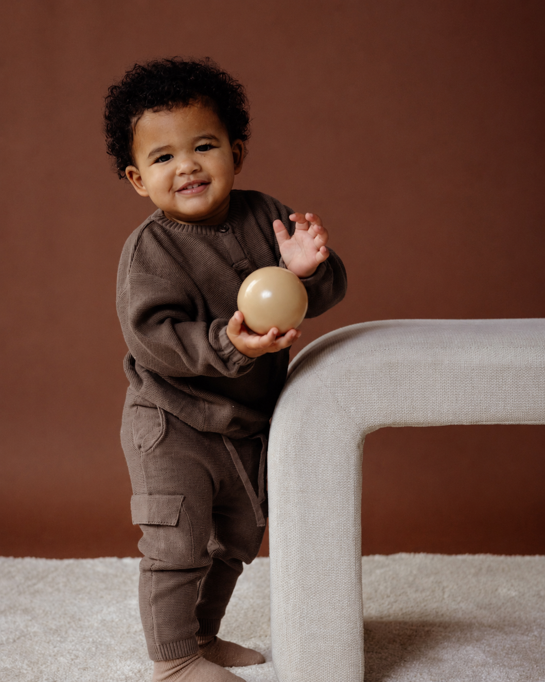 Olijfgroene cargo broek met zakken | Light Brown