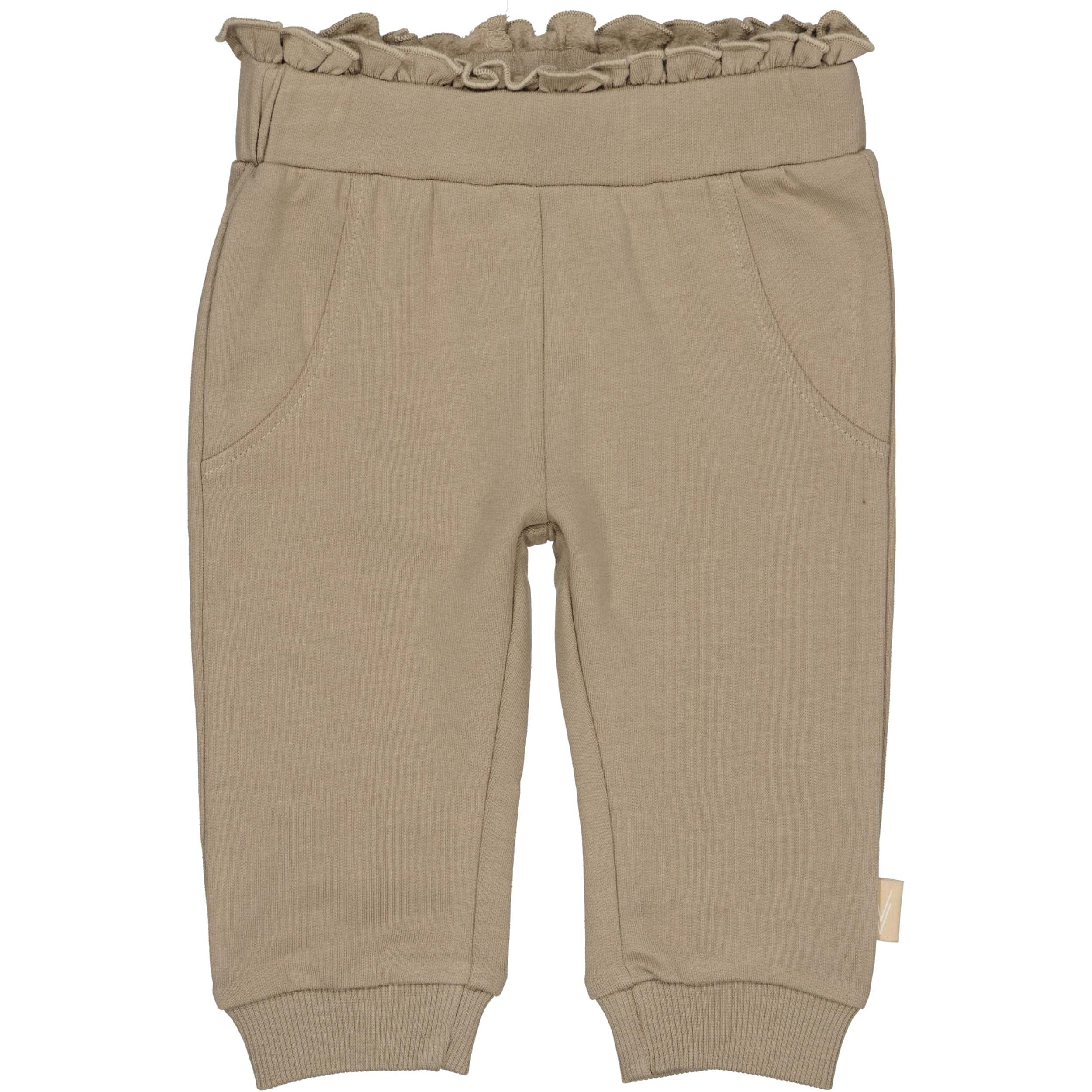 Taupe broek met ruche tailleband | Light Brown
