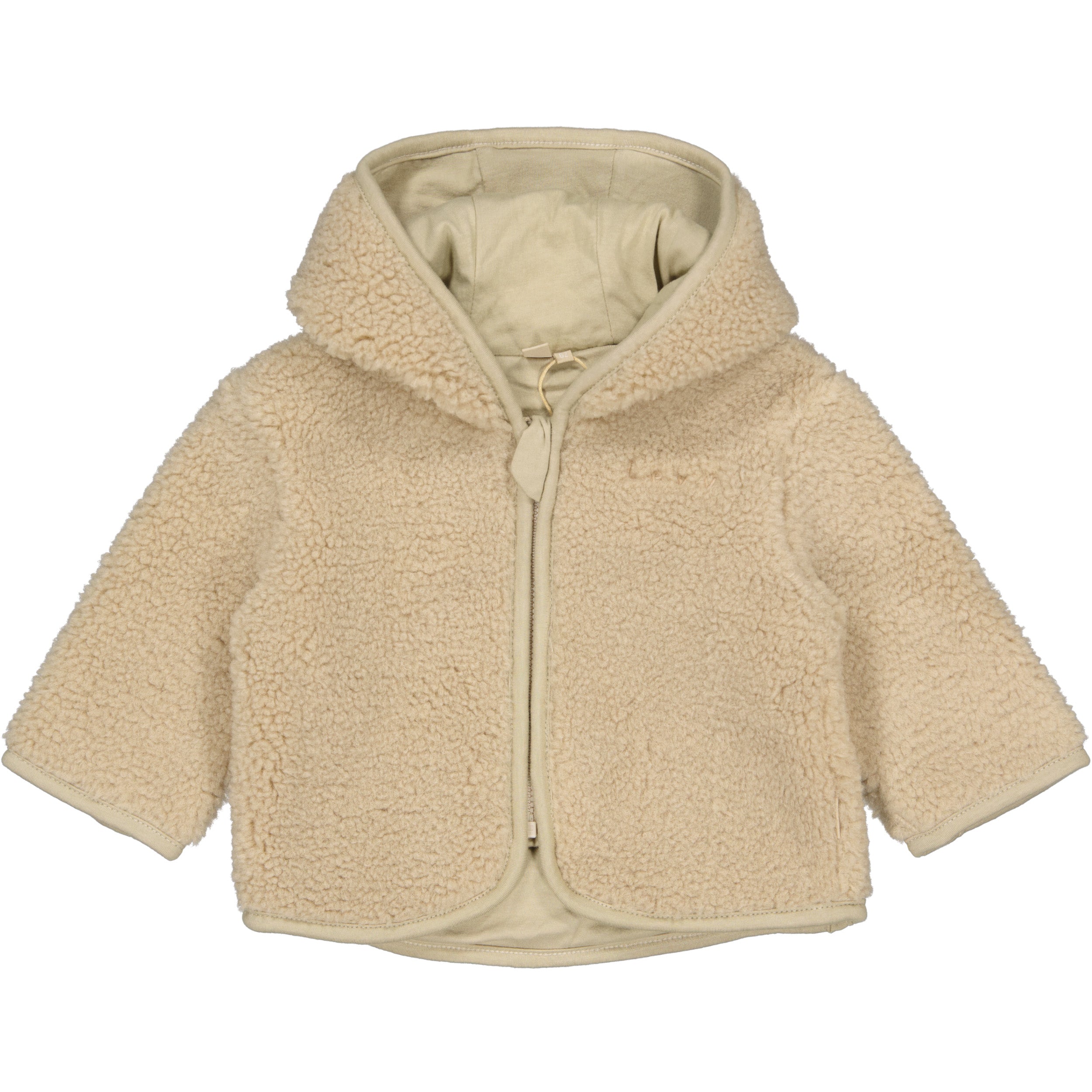 Beige teddy jas met capuchon | Beige