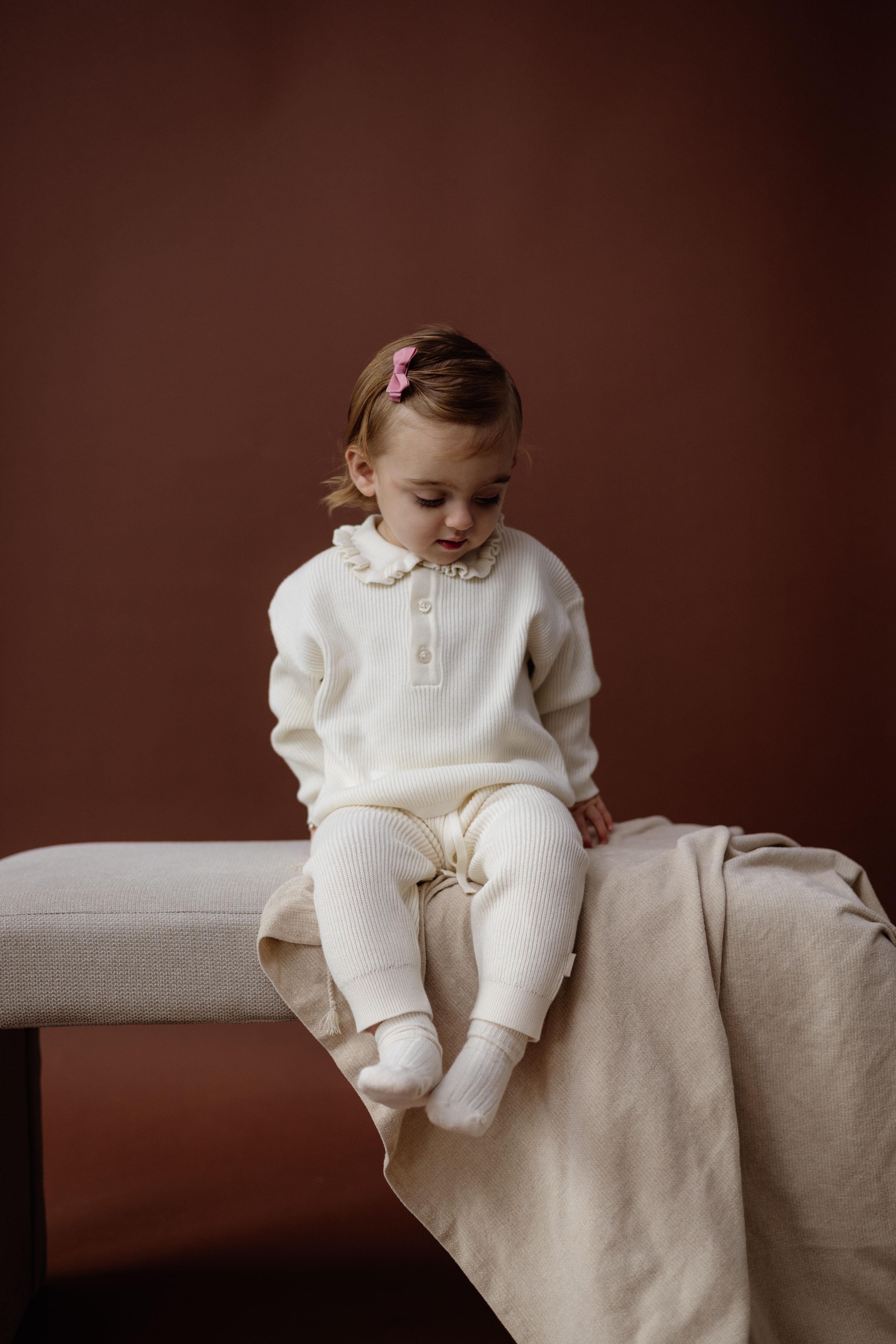 Crèmekleurige broek met strikkoord | White Cream