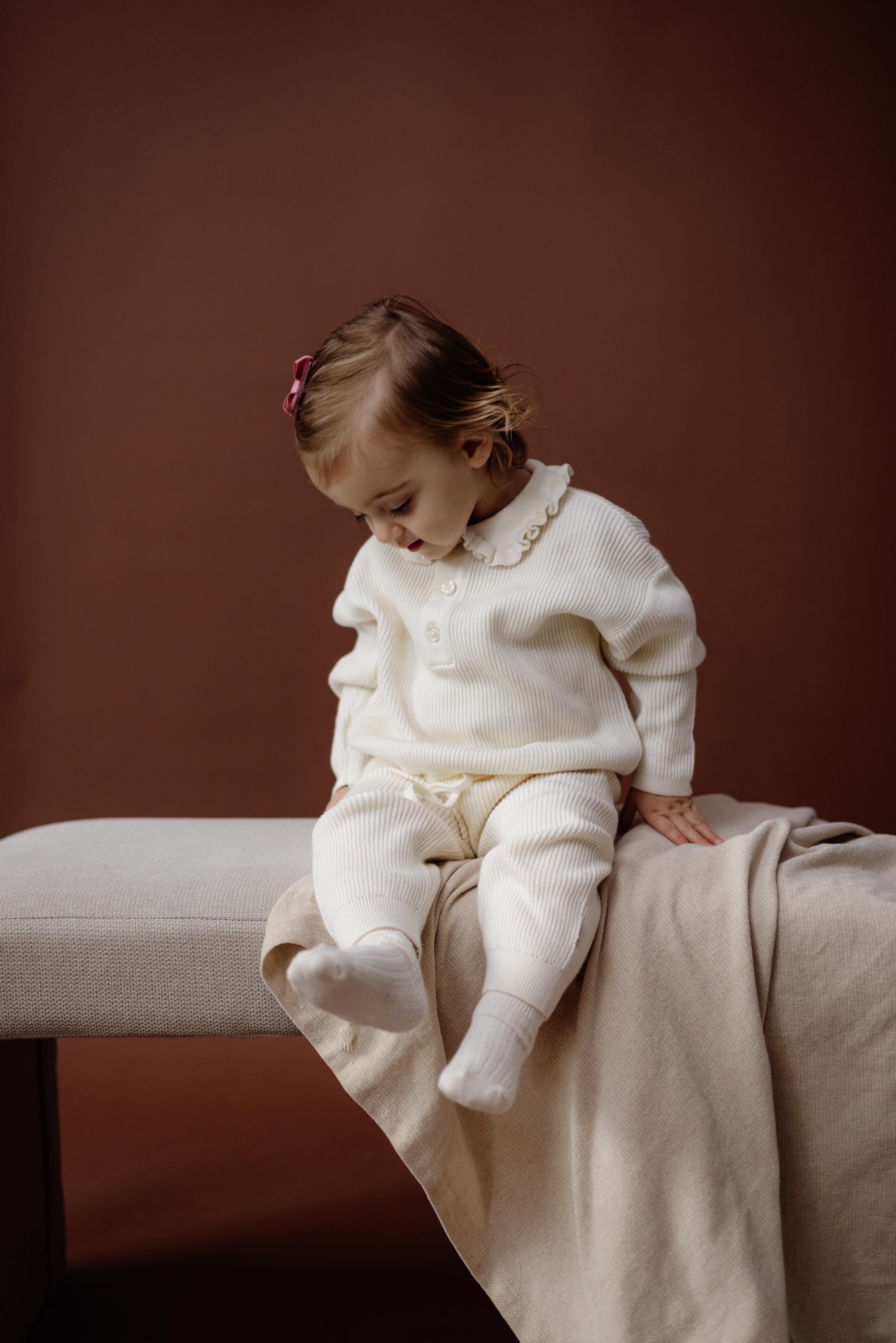 Crèmekleurige broek met strikkoord | White Cream