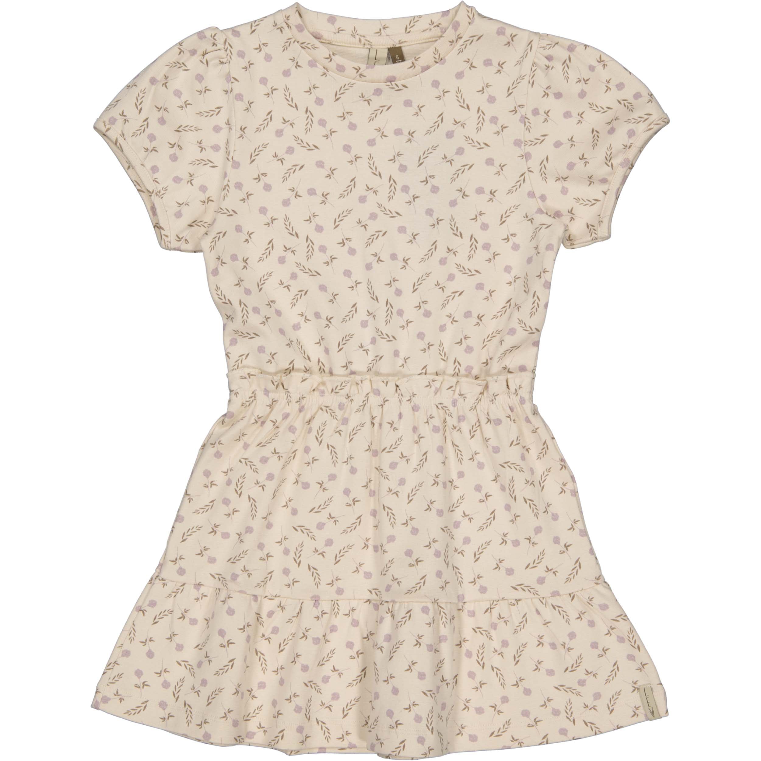 Jurk ecru met bloemen | AOP Purple Flower