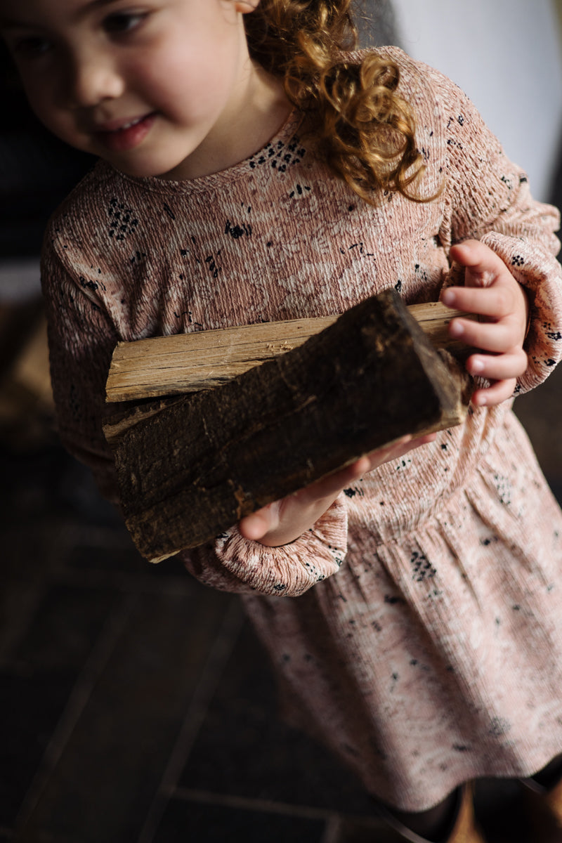 Jurk all over print | AOP Pink Leaves