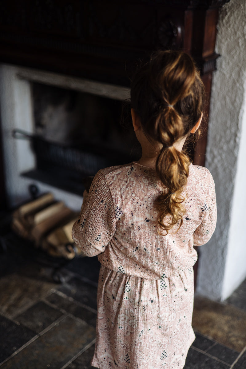 Jurk all over print | AOP Pink Leaves