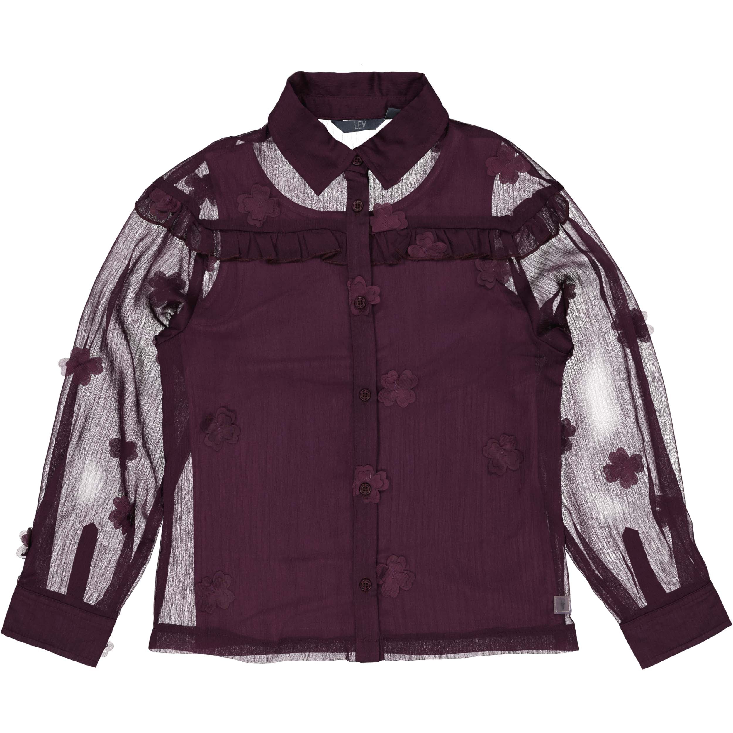 Blouse met bloemen | Dark Mauve